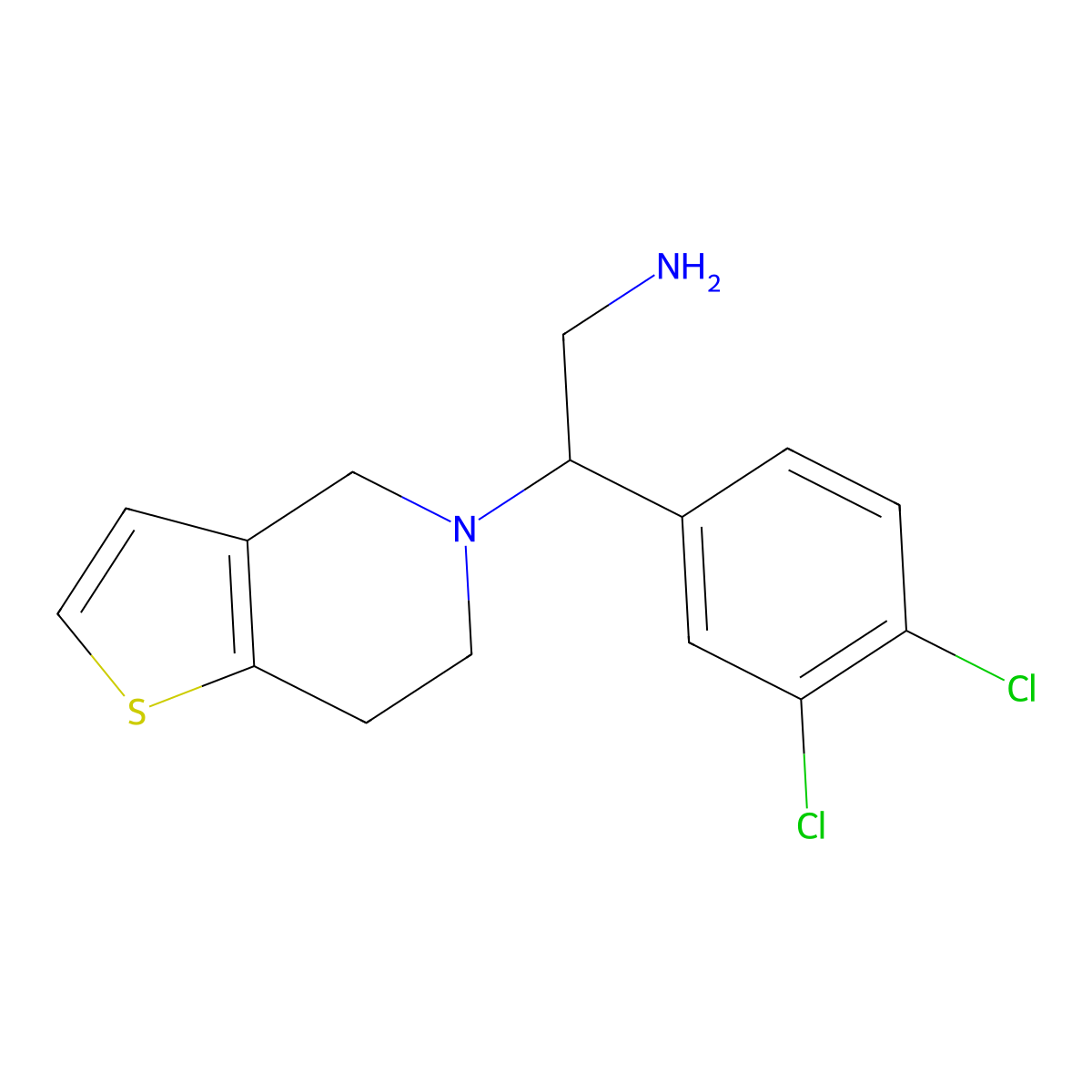 2-(3,4-dichlorophenyl)-2-(4H,5H,6H,7H-thieno(3,2-c)pyridin-5-yl)ethan-1-amine molecular structure, CAS 1041546-96-6