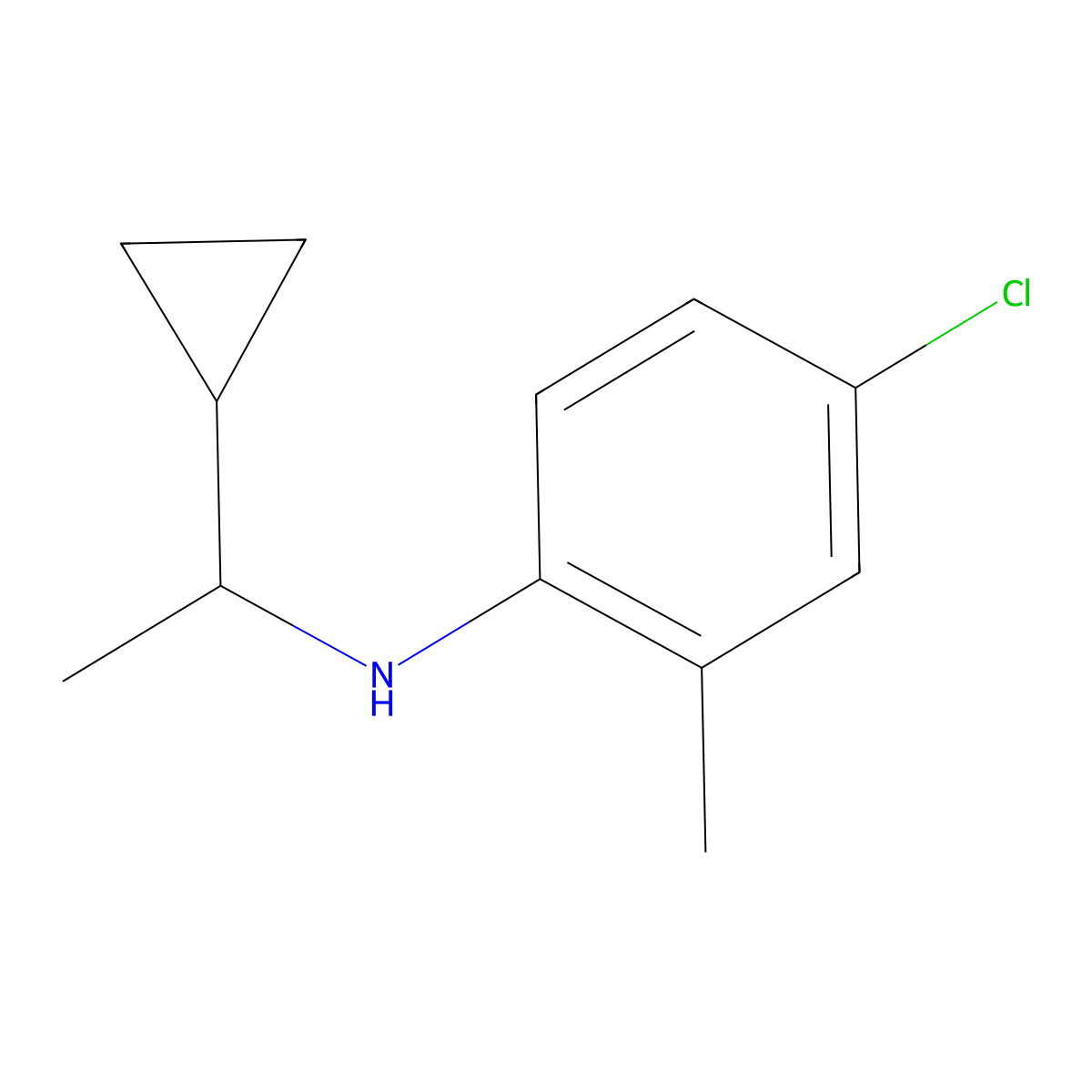 4-chloro-N-(1-cyclopropylethyl)-2-methylaniline molecular structure, CAS 1041547-61-8