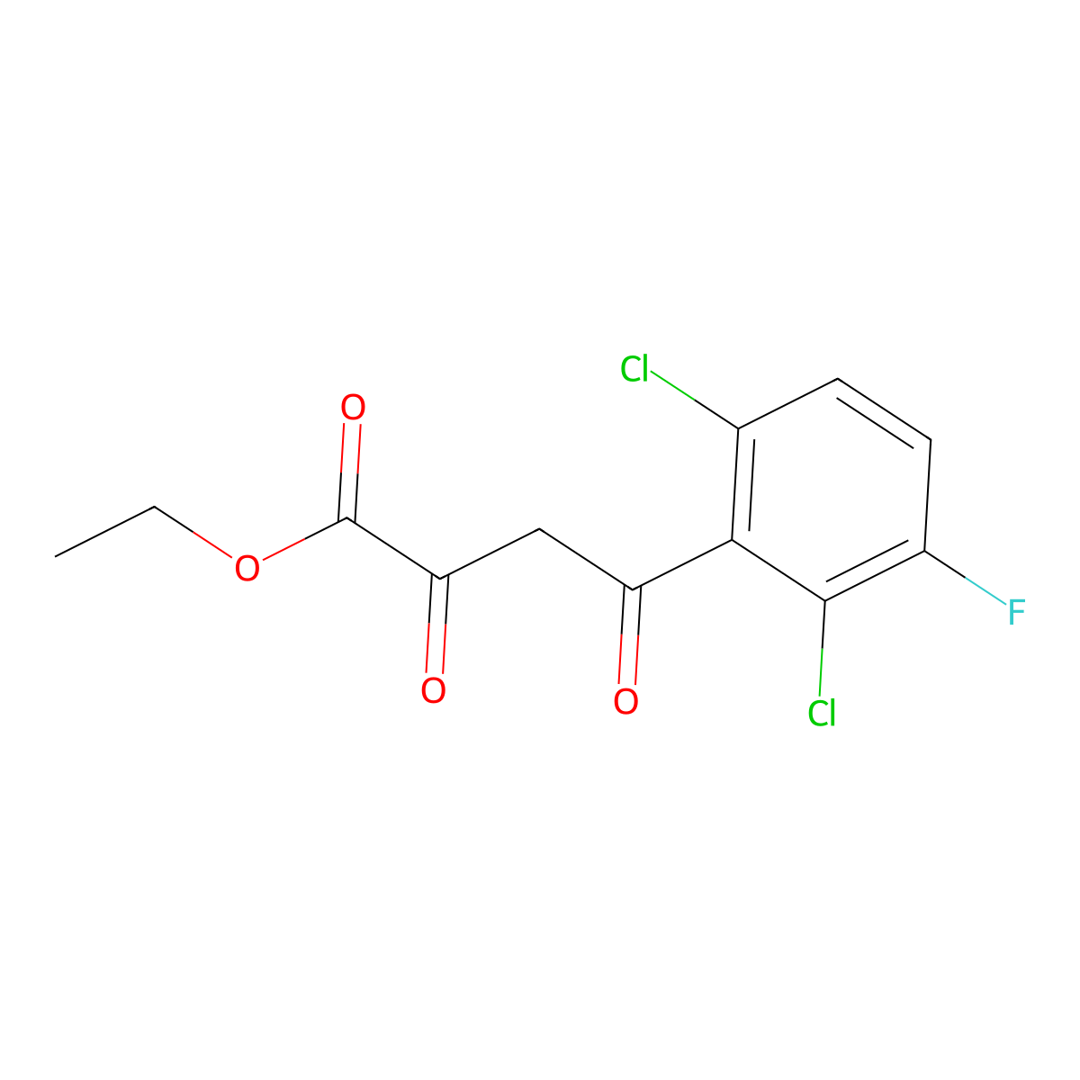 Ethyl 4-(2,6-dichloro-3-fluorophenyl)-2,4-dioxobutanoate molecular structure, CAS 1041553-00-7