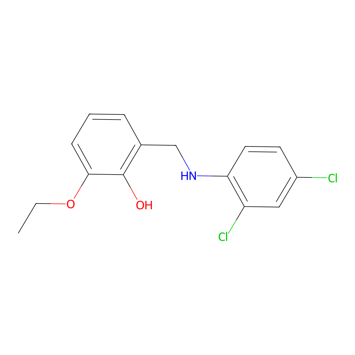 2-{[(2,4-Dichlorophenyl)amino]methyl}-6-ethoxyphenol molecular structure, CAS 1041554-69-1