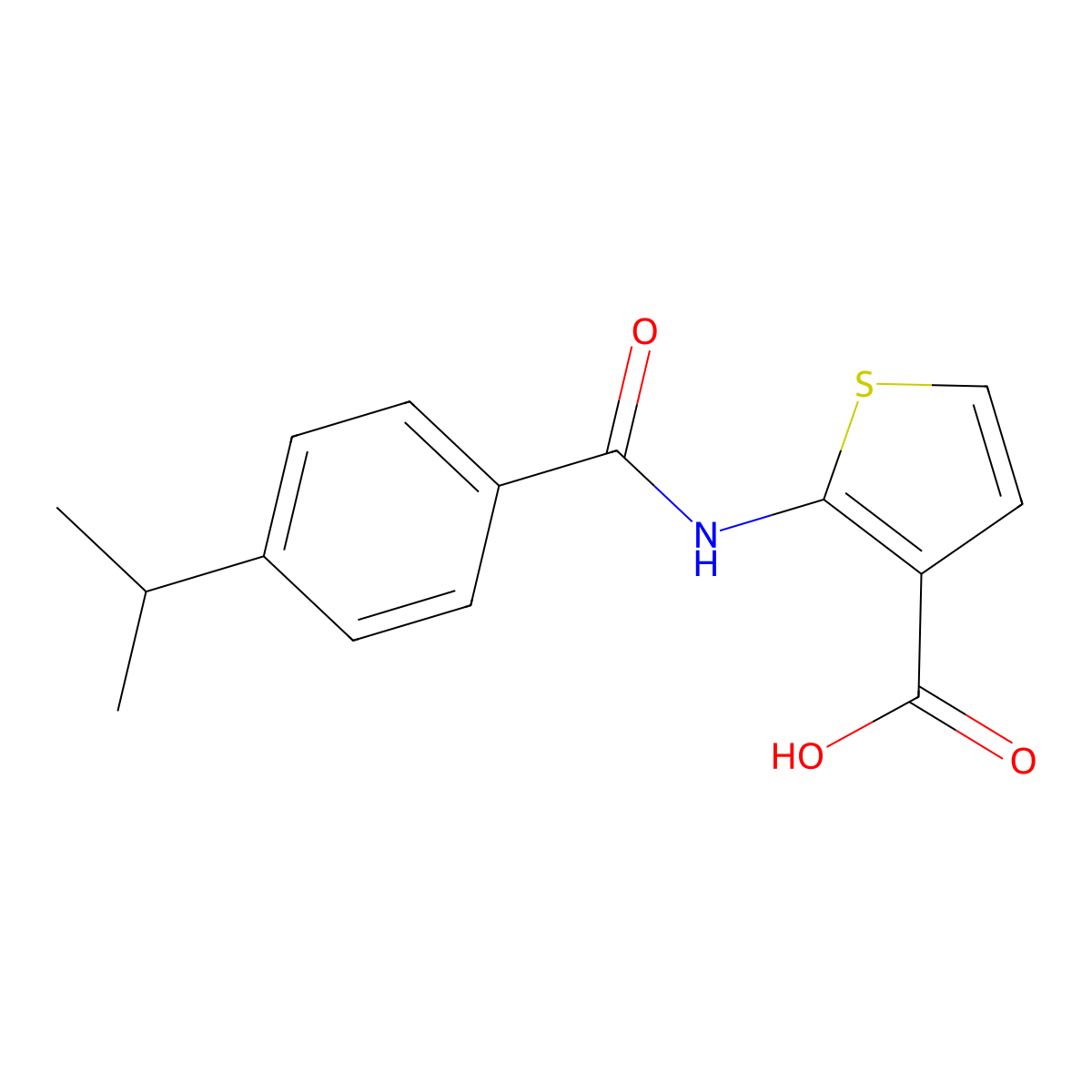 2-(4-(Propan-2-yl)benzamido)thiophene-3-carboxylic acid molecular structure, CAS 1041555-04-7