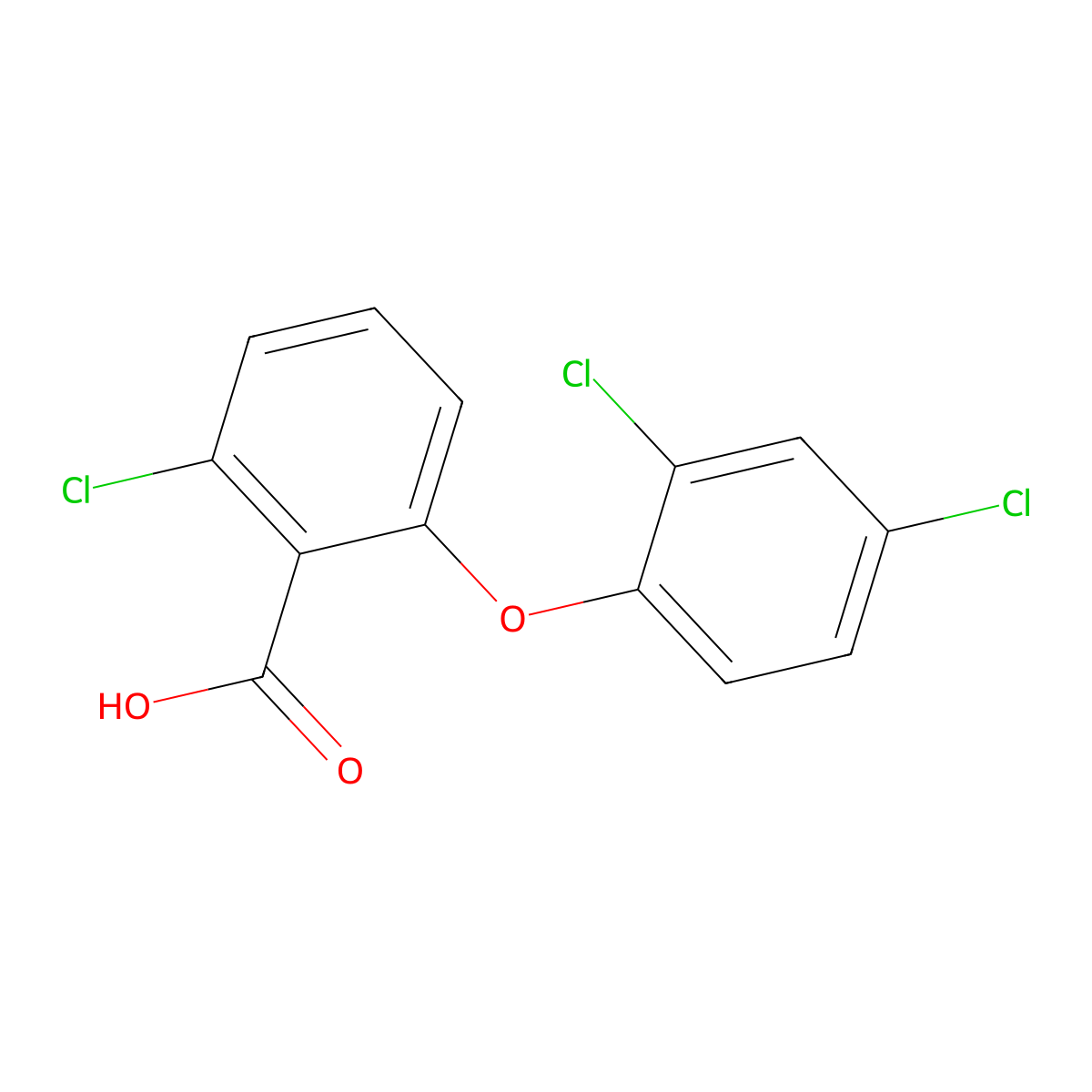2-Chloro-6-(2,4-dichlorophenoxy)benzoic acid molecular structure, CAS 1041555-42-3