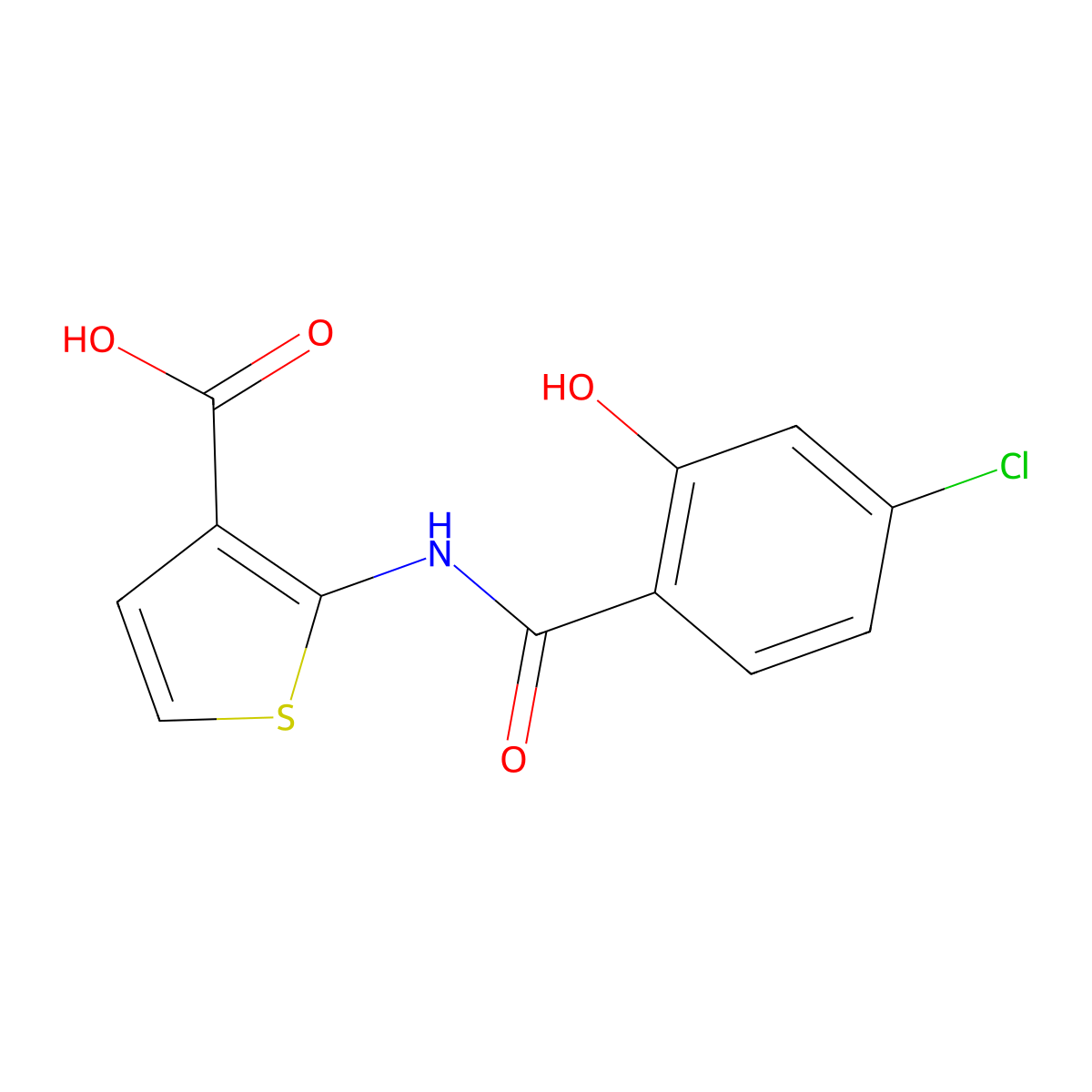 2-(4-Chloro-2-hydroxybenzamido)thiophene-3-carboxylic acid molecular structure, CAS 1041557-15-6