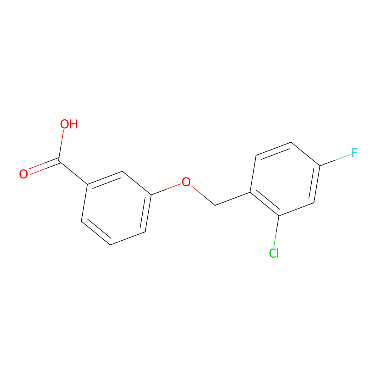 3-[(2-Chloro-4-fluorobenzyl)oxy]benzoic acid molecular structure, CAS 1041558-34-2