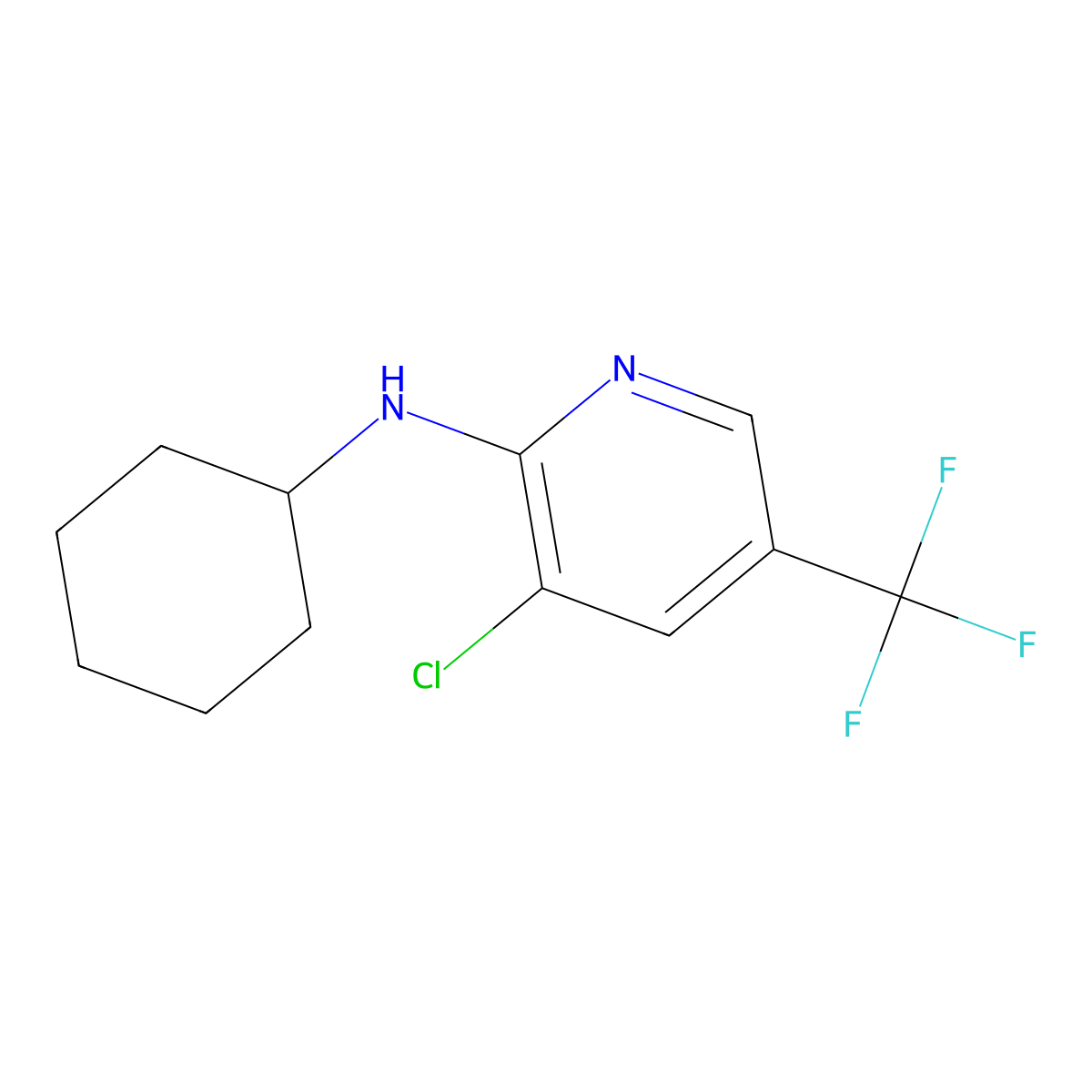 3-chloro-N-cyclohexyl-5-(trifluoromethyl)pyridin-2-amine molecular structure, CAS 1041565-07-4