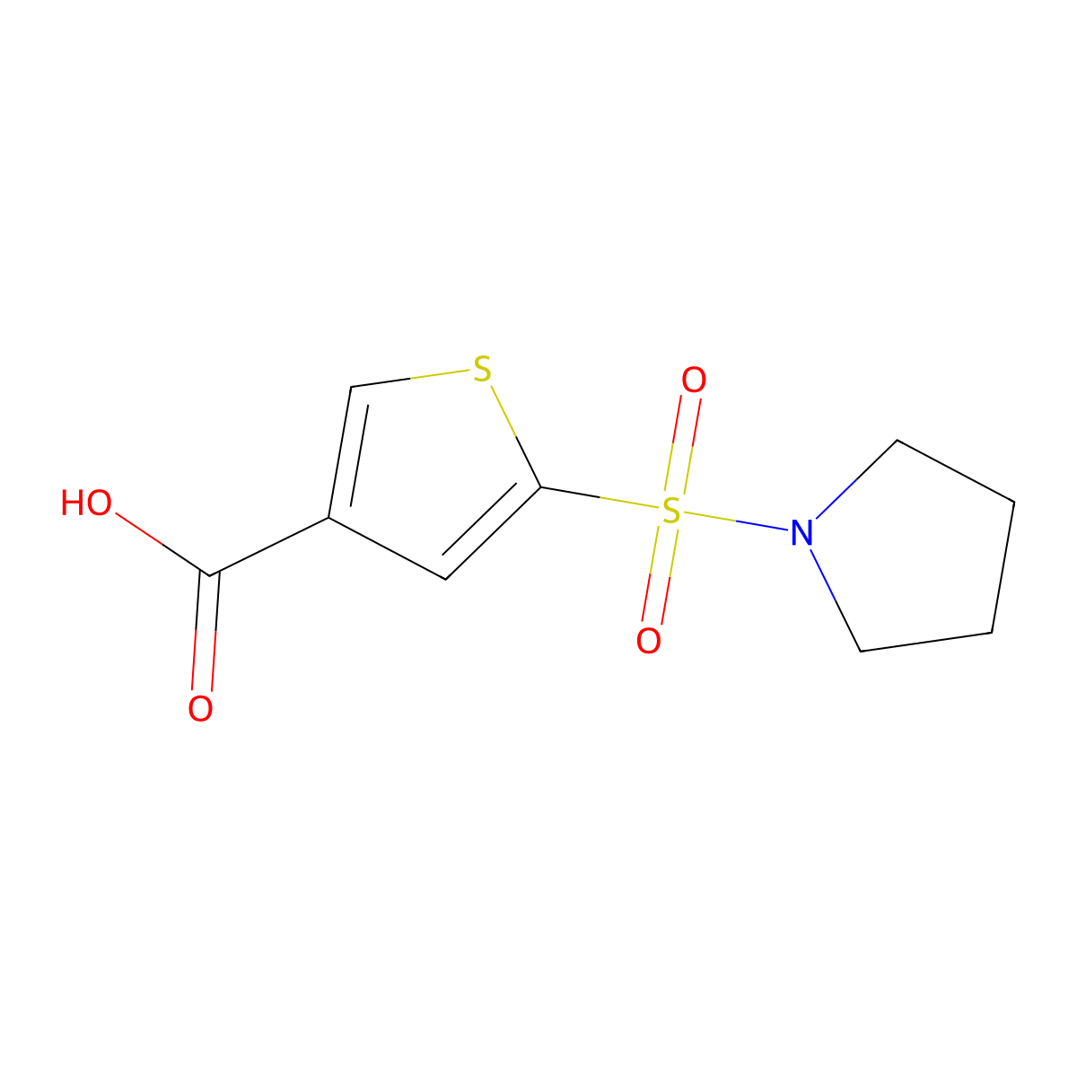 5-(Pyrrolidine-1-sulfonyl)thiophene-3-carboxylic acid molecular structure, CAS 1041566-27-1