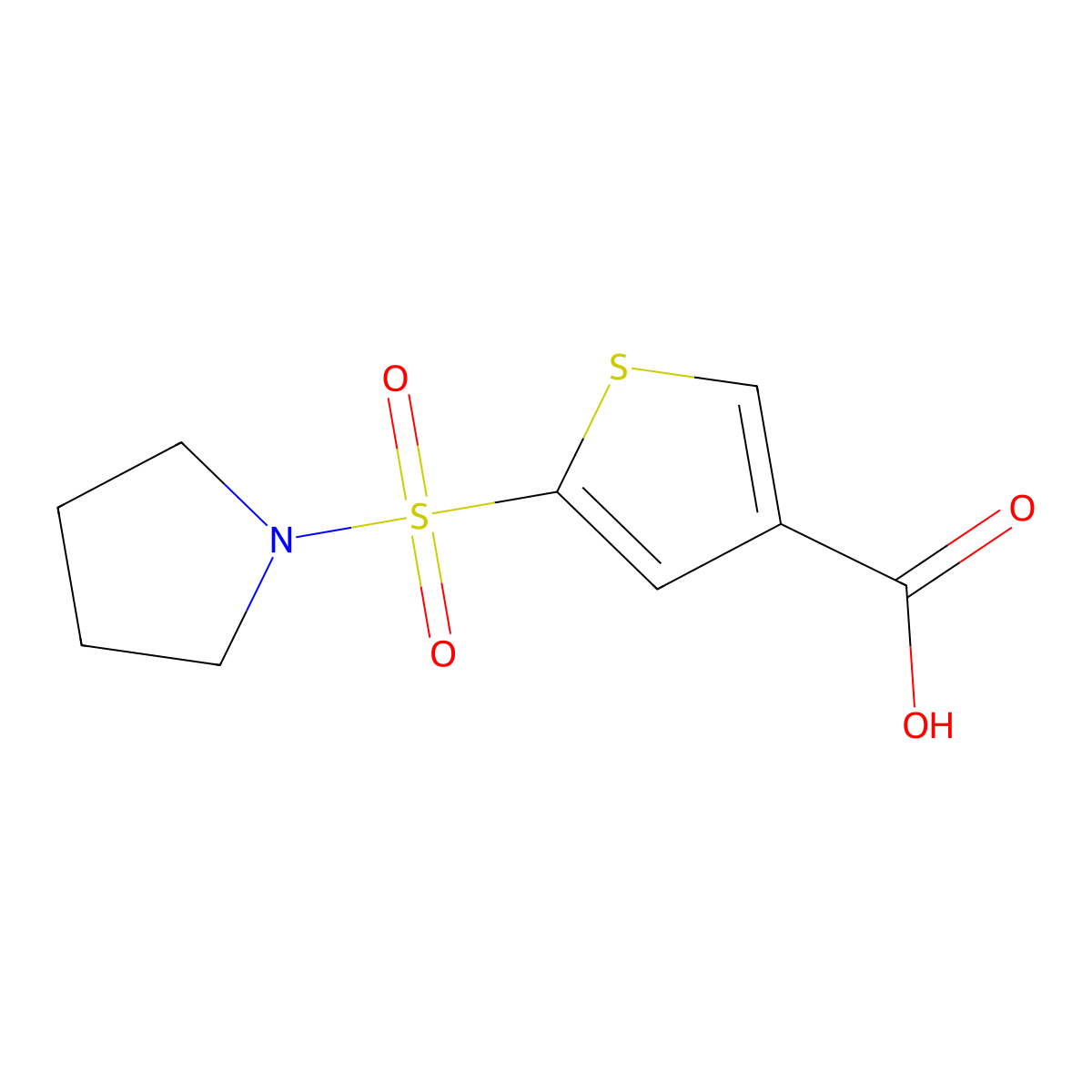 5-(Pyrrolidine-1-sulfonyl)thiophene-3-carboxylic acid molecular structure, CAS 1041566-27-1