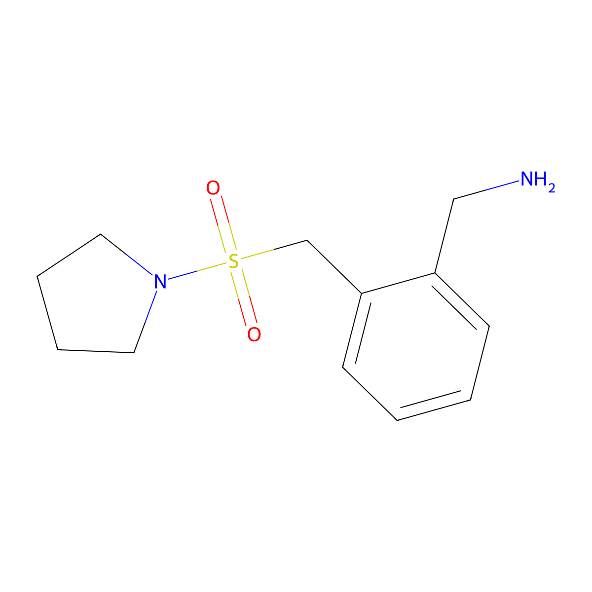 (2-((Pyrrolidin-1-ylsulfonyl)methyl)phenyl)methanamine molecular structure, CAS 1041567-12-7
