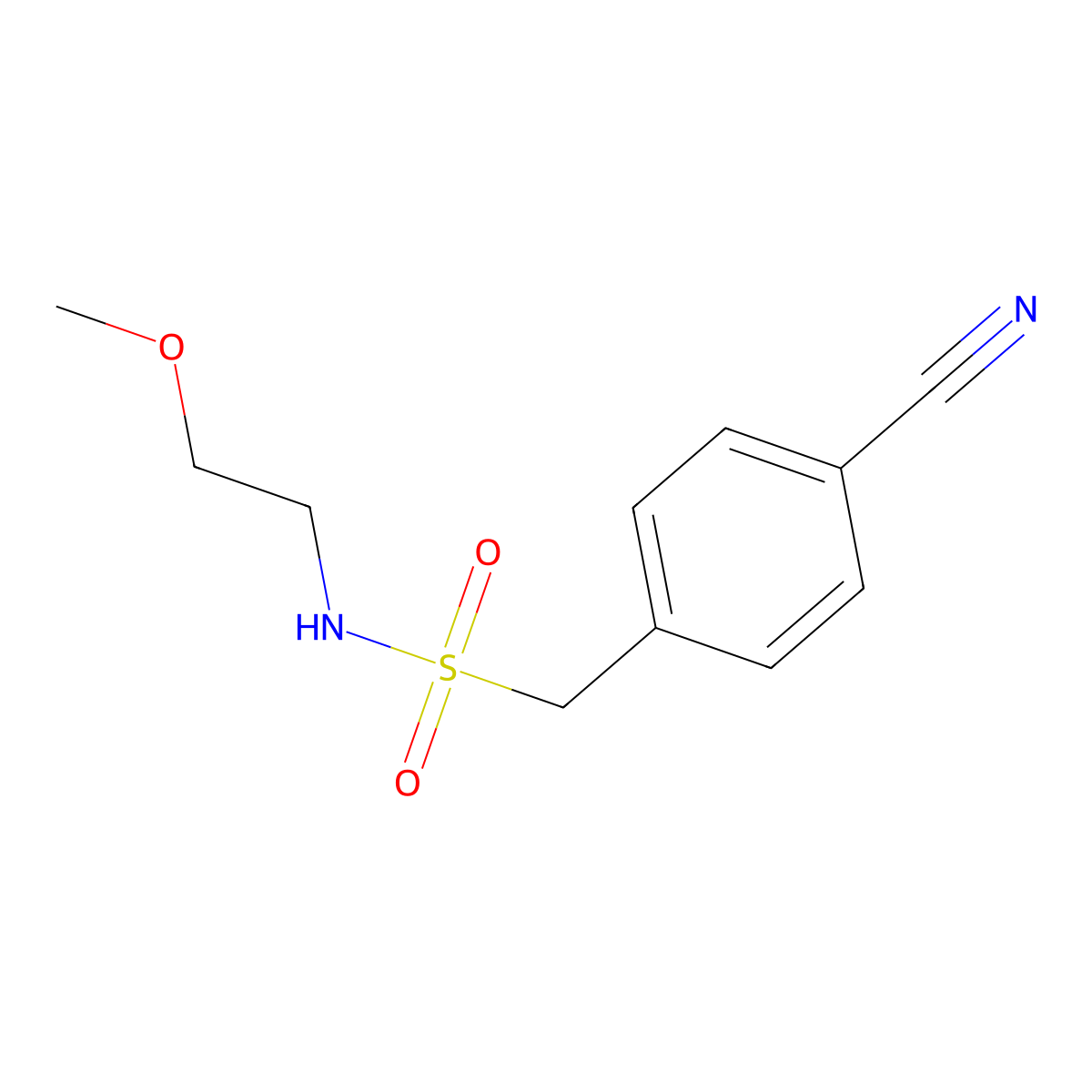 1-(4-cyanophenyl)-N-(2-methoxyethyl)methanesulfonamide molecular structure, CAS 1041567-41-2