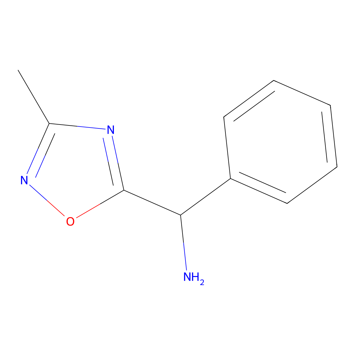 (3-Methyl-1,2,4-oxadiazol-5-yl)(phenyl)methanamine molecular structure, CAS 1041569-01-0
