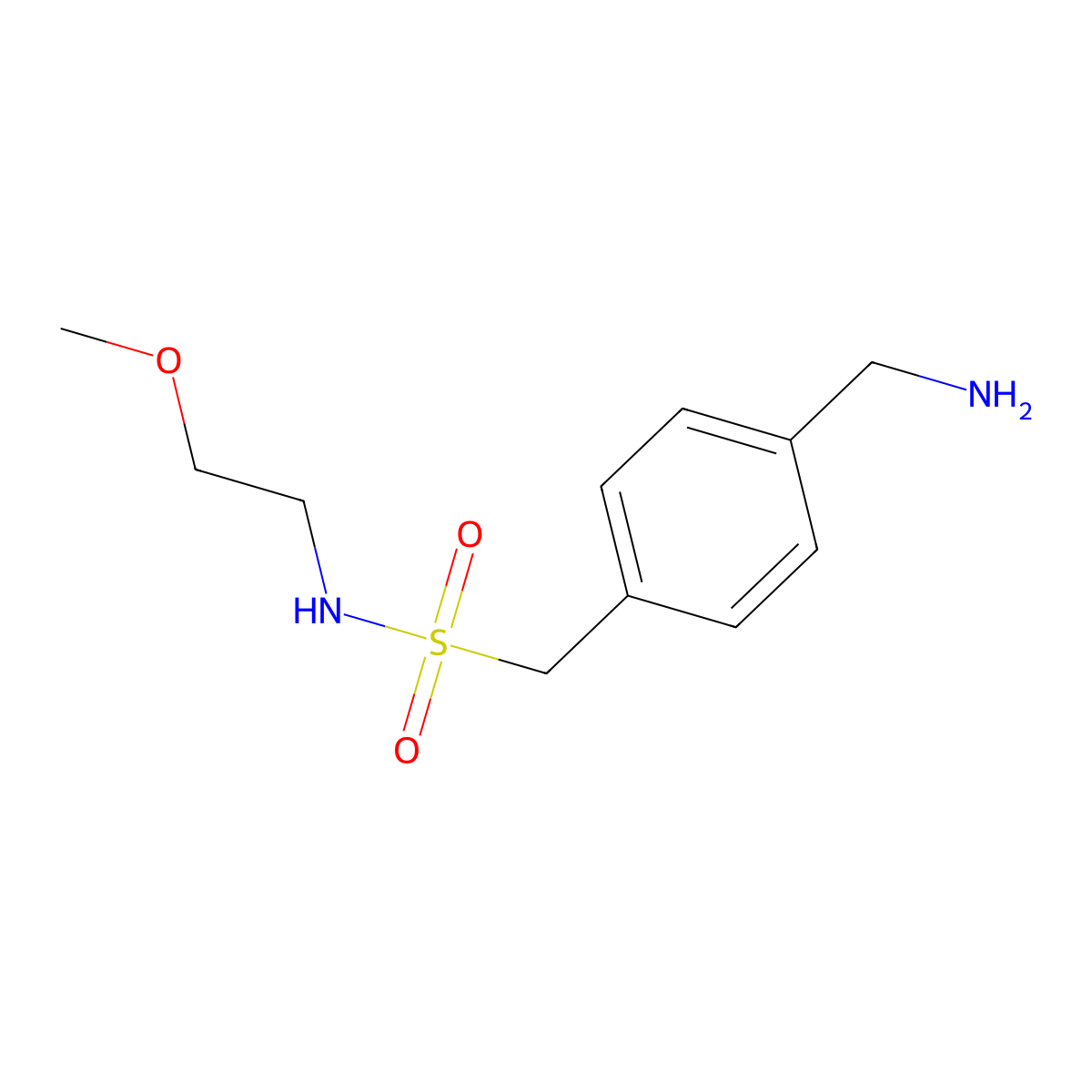 1-[4-(aminomethyl)phenyl]-N-(2-methoxyethyl)methanesulfonamide molecular structure, CAS 1041569-72-5