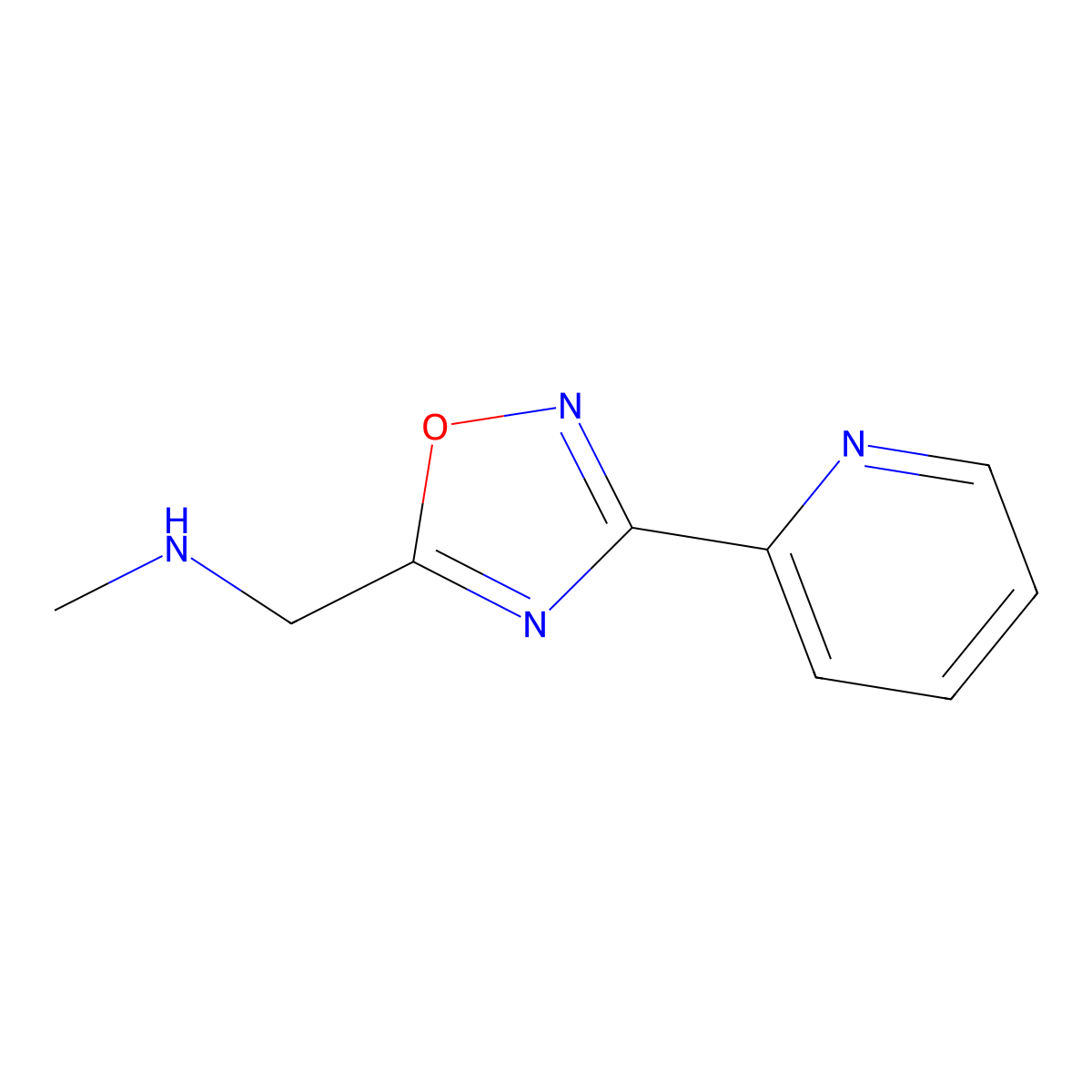 N-Methyl-1-(3-(pyridin-2-yl)-1,2,4-oxadiazol-5-yl)methanamine molecular structure, CAS 1041571-45-2