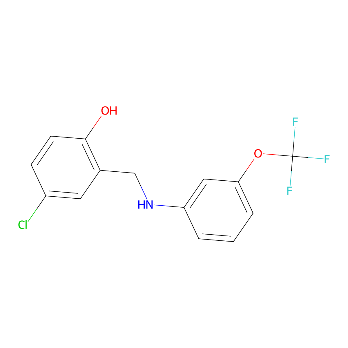 4-Chloro-2-({[3-(trifluoromethoxy)phenyl]amino}methyl)phenol molecular structure, CAS 1041573-47-0