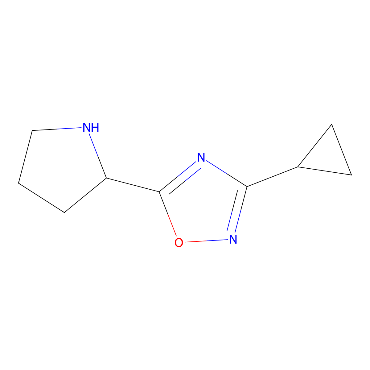 3-Cyclopropyl-5-(pyrrolidin-2-yl)-1,2,4-oxadiazole molecular structure, CAS 1041576-35-5