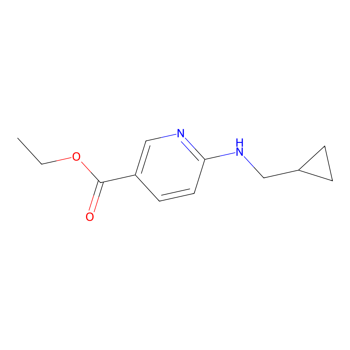 Ethyl 6-[(cyclopropylmethyl)amino]pyridine-3-carboxylate molecular structure, CAS 1041578-28-2