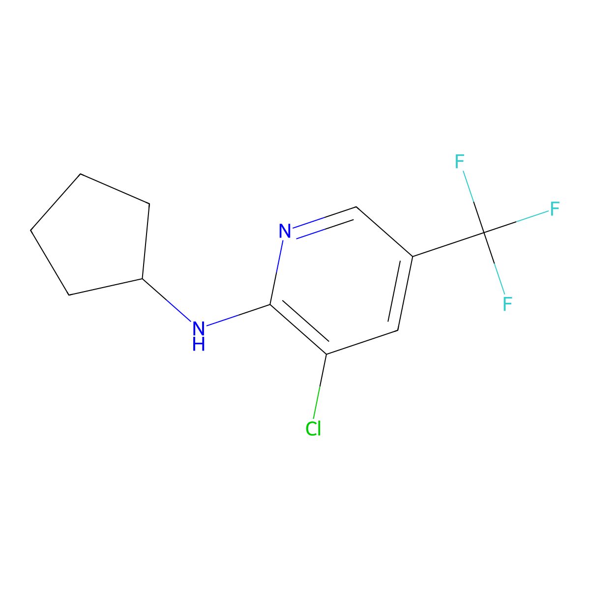 3-chloro-N-cyclopentyl-5-(trifluoromethyl)pyridin-2-amine molecular structure, CAS 1041581-59-2