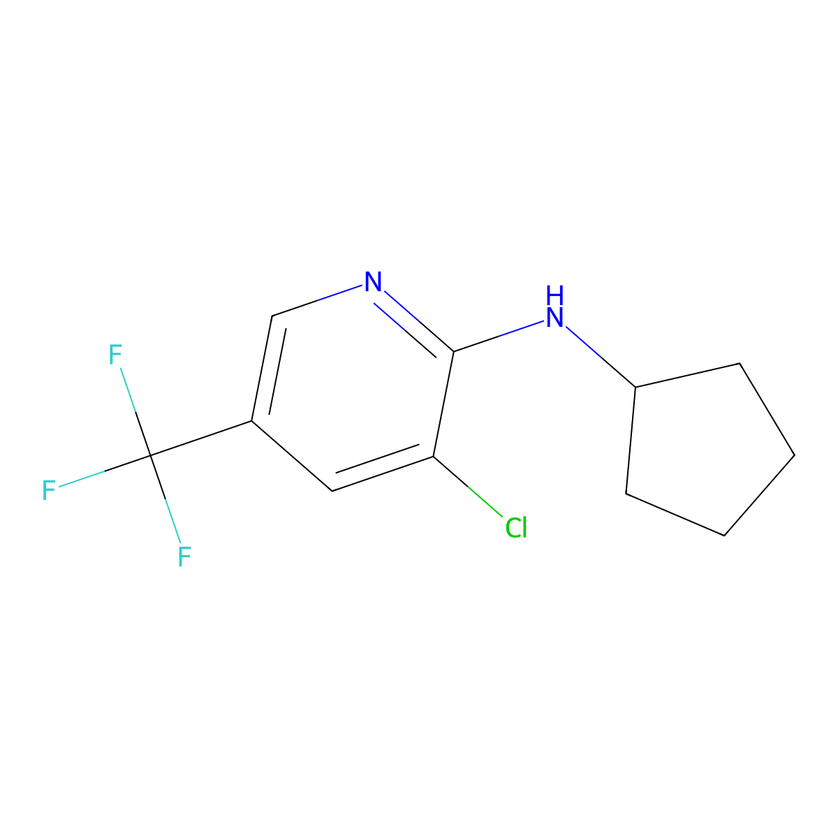 3-chloro-N-cyclopentyl-5-(trifluoromethyl)pyridin-2-amine molecular structure, CAS 1041581-59-2