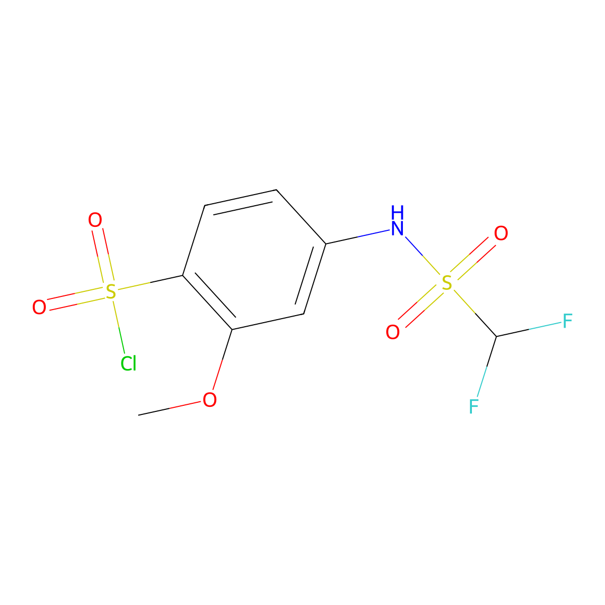 4-Difluoromethanesulfonamido-2-methoxybenzene-1-sulfonyl chloride molecular structure, CAS 1041583-35-0