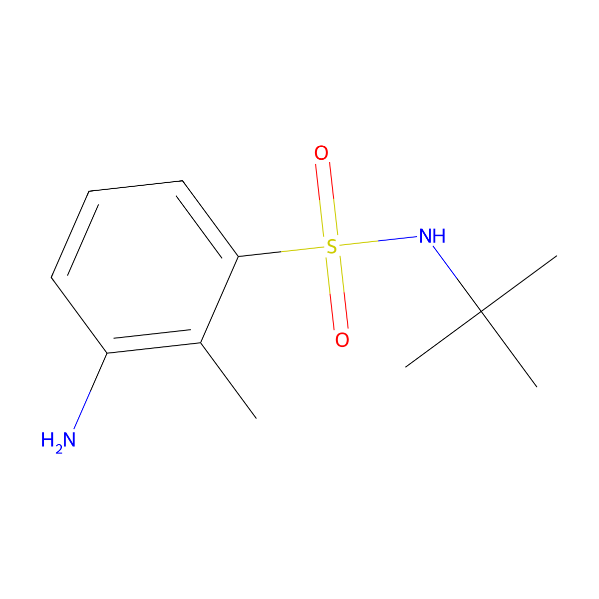 3-amino-N-tert-butyl-2-methylbenzene-1-sulfonamide molecular structure, CAS 1041583-63-4