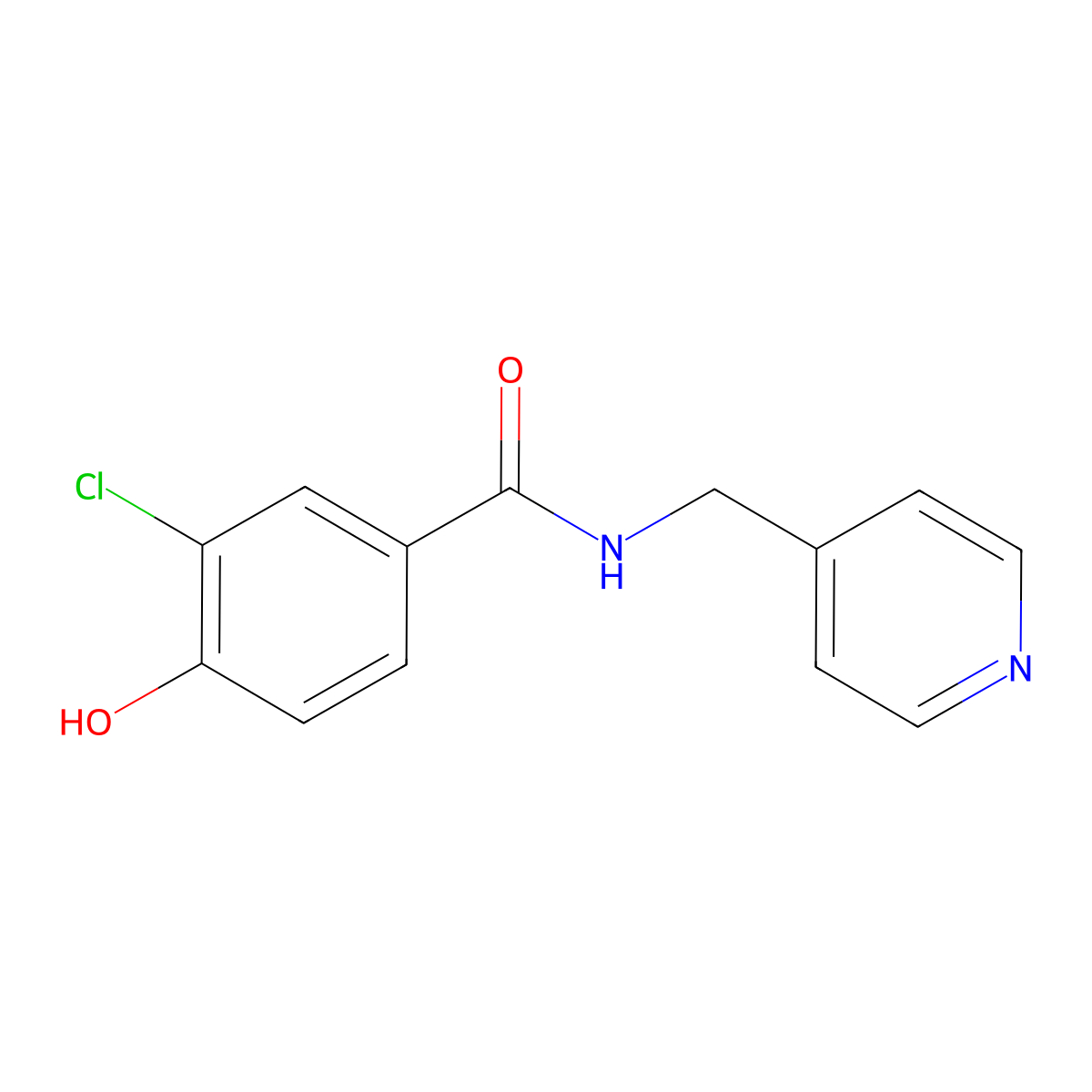3-chloro-4-hydroxy-N-(pyridin-4-ylmethyl)benzamide molecular structure, CAS 1041593-73-0