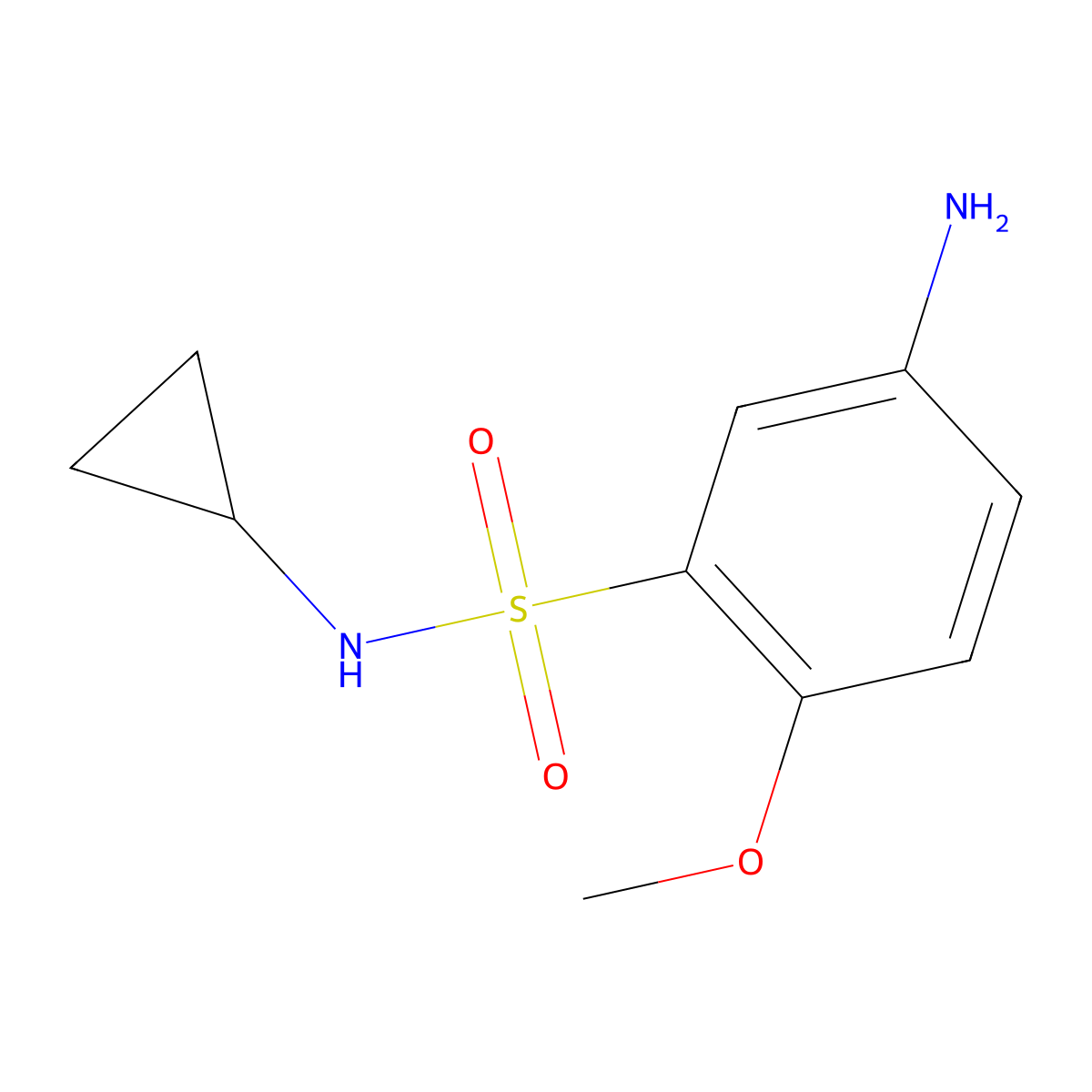 5-amino-N-cyclopropyl-2-methoxybenzene-1-sulfonamide molecular structure, CAS 1041593-92-3