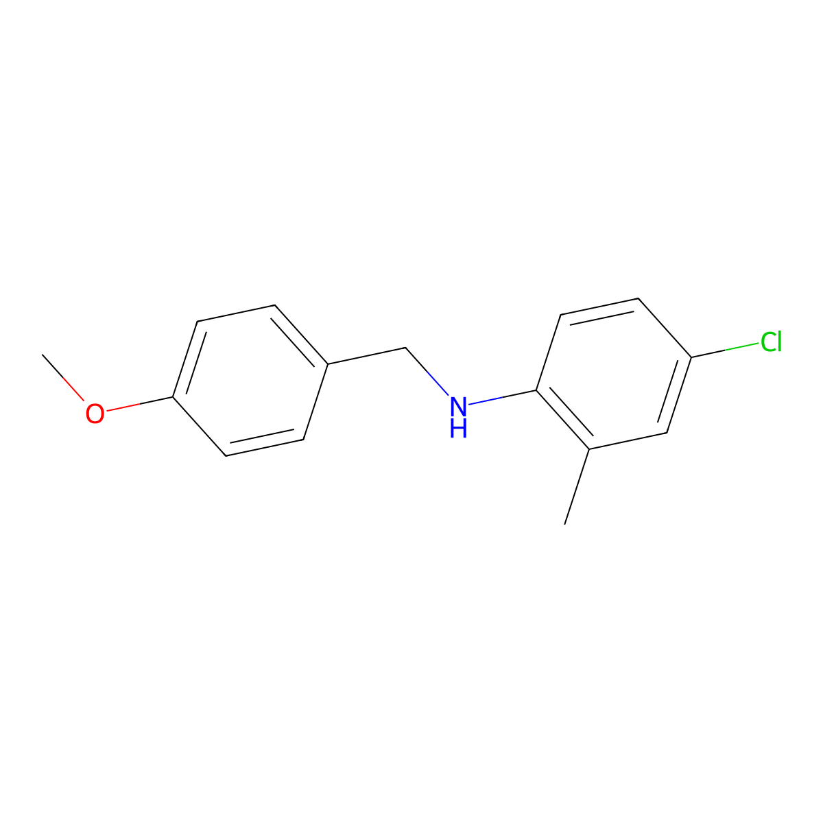 4-chloro-N-[(4-methoxyphenyl)methyl]-2-methylaniline molecular structure, CAS 1041603-69-3