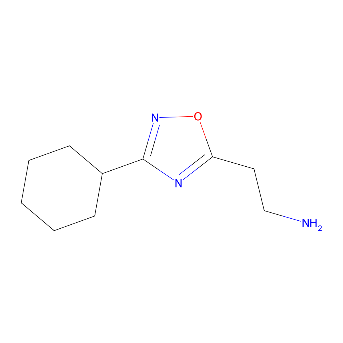 2-(3-Cyclohexyl-1,2,4-oxadiazol-5-YL)ethan-1-amine molecular structure, CAS 1041604-32-3