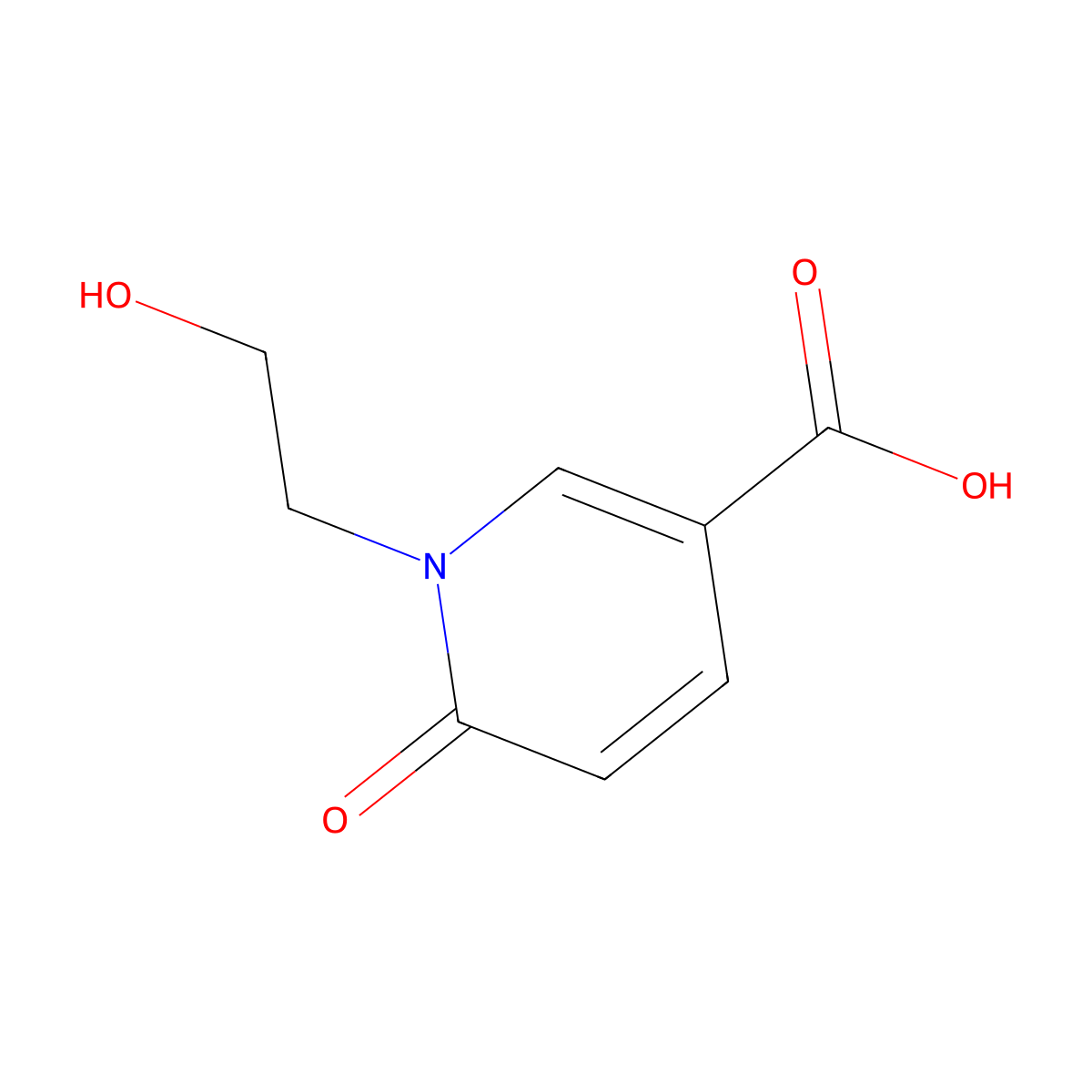 1-(2-Hydroxyethyl)-6-oxo-1,6-dihydropyridine-3-carboxylic acid molecular structure, CAS 1041605-13-3