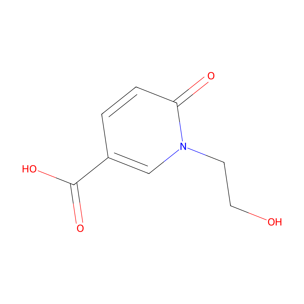 1-(2-Hydroxyethyl)-6-oxo-1,6-dihydropyridine-3-carboxylic acid molecular structure, CAS 1041605-13-3