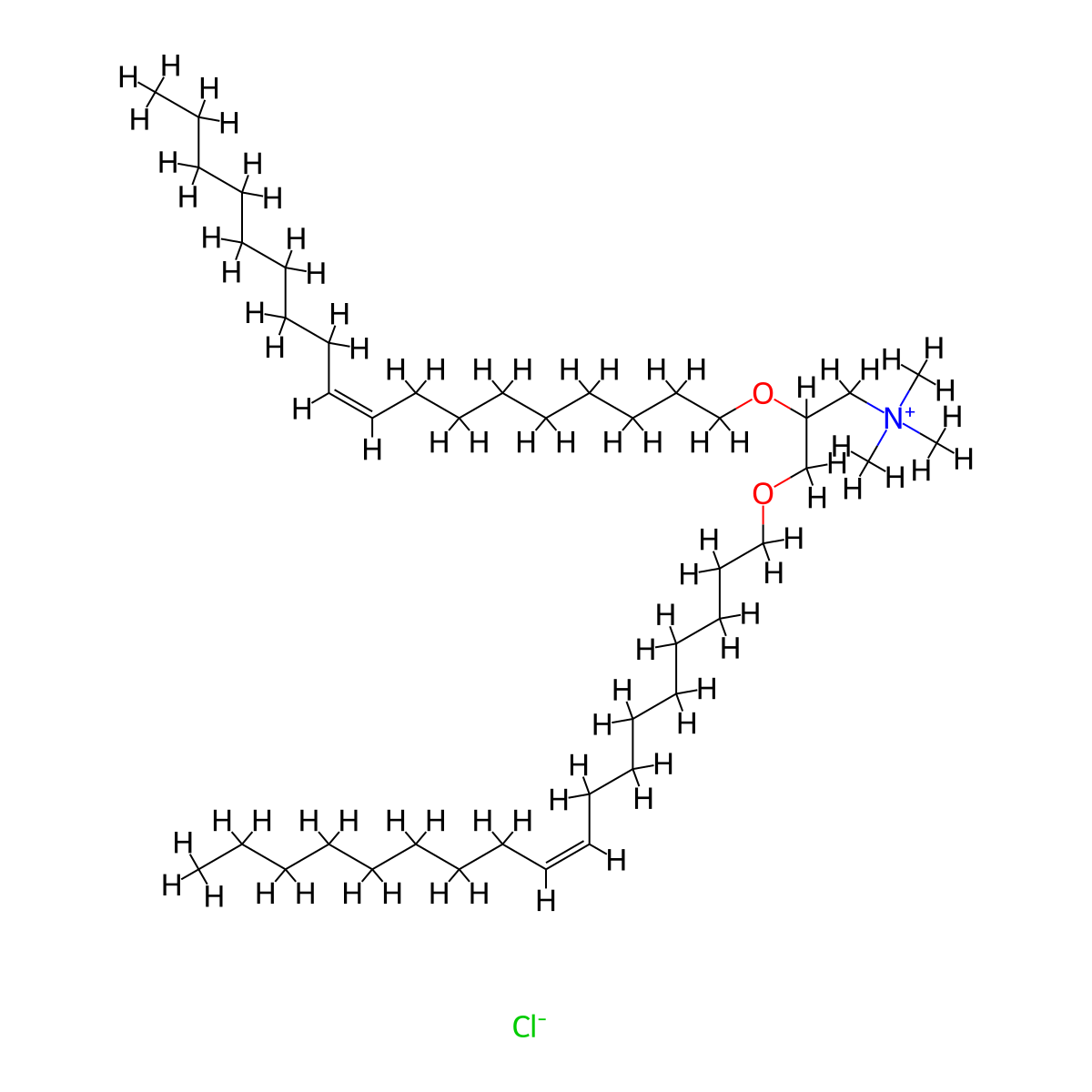 N-(1-(2,3-dioleyloxy)propyl)-N,N,N-trimethylammonium molecular structure, CAS 104162-48-3