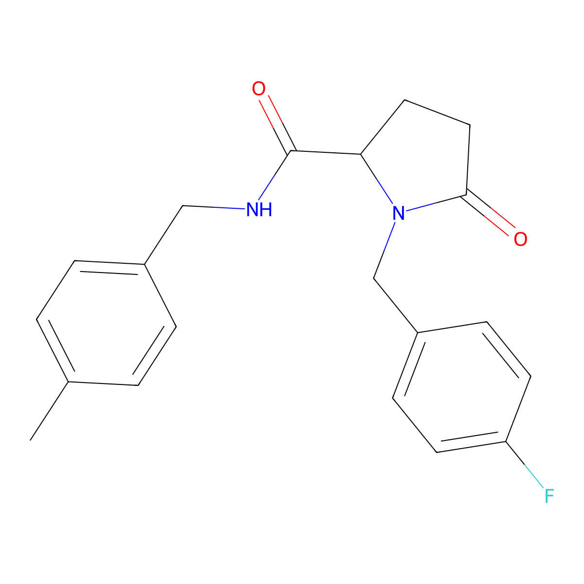 1-[(4-fluorophenyl)methyl]-N-[(4-methylphenyl)methyl]-5-oxopyrrolidine-2-carboxamide molecular structure, CAS 1041639-68-2
