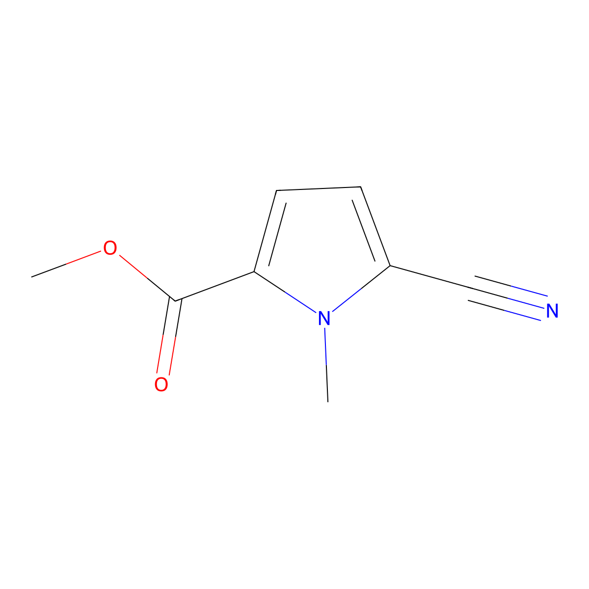 methyl 5-cyano-1-methyl-1H-pyrrole-2-carboxylate molecular structure, CAS 1041644-52-3
