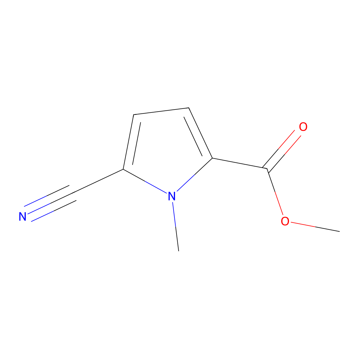 methyl 5-cyano-1-methyl-1H-pyrrole-2-carboxylate molecular structure, CAS 1041644-52-3