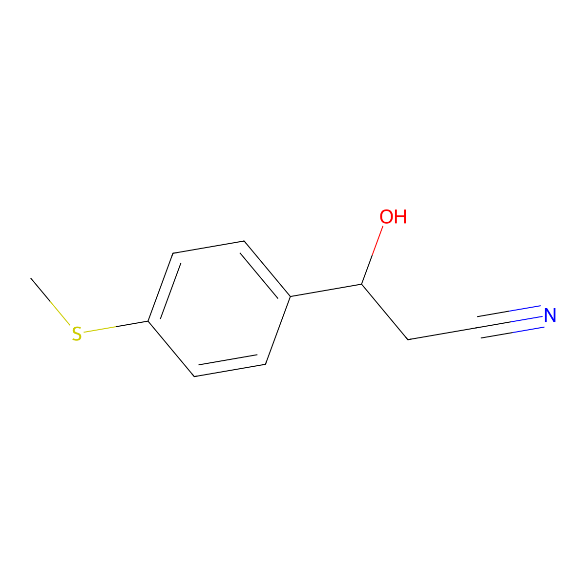 3-Hydroxy-3-[4-(methylsulfanyl)phenyl]propanenitrile molecular structure, CAS 1041648-80-9