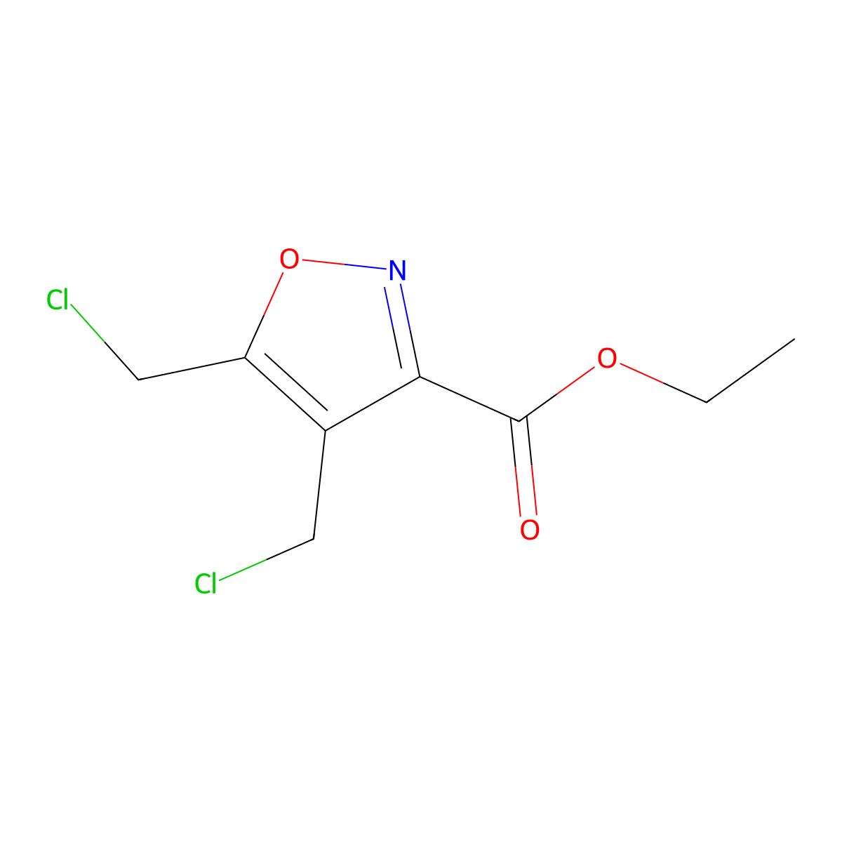 Ethyl 4,5-bis(chloromethyl)-1,2-oxazole-3-carboxylate molecular structure, CAS 104169-04-2