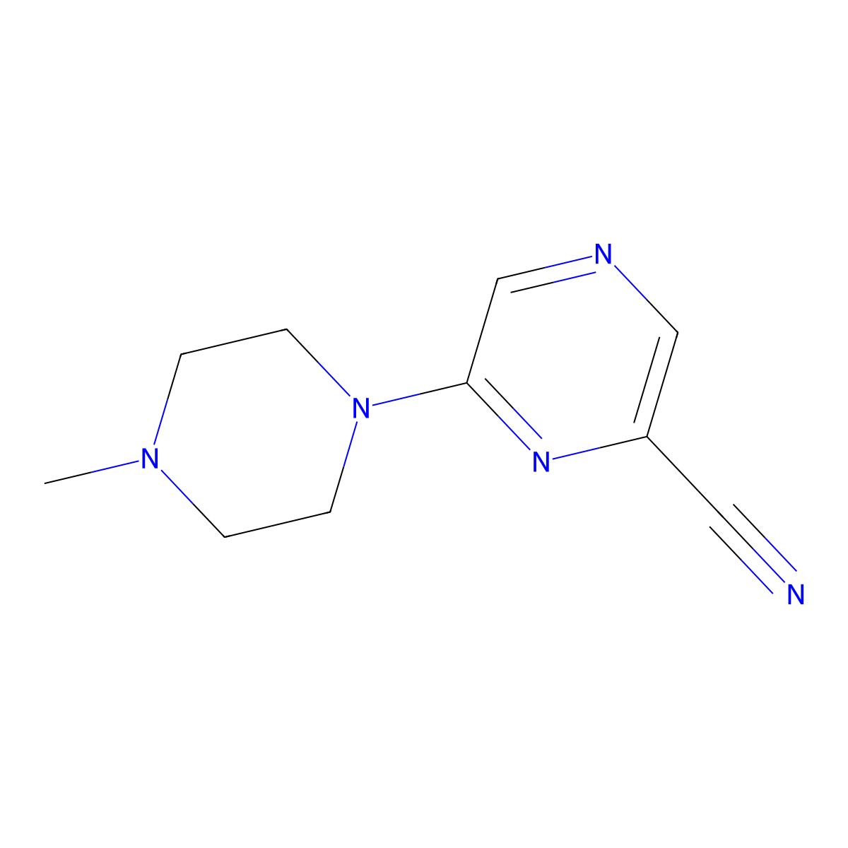 6-(4-Methylpiperazin-1-yl)pyrazine-2-carbonitrile molecular structure, CAS 104169-57-5