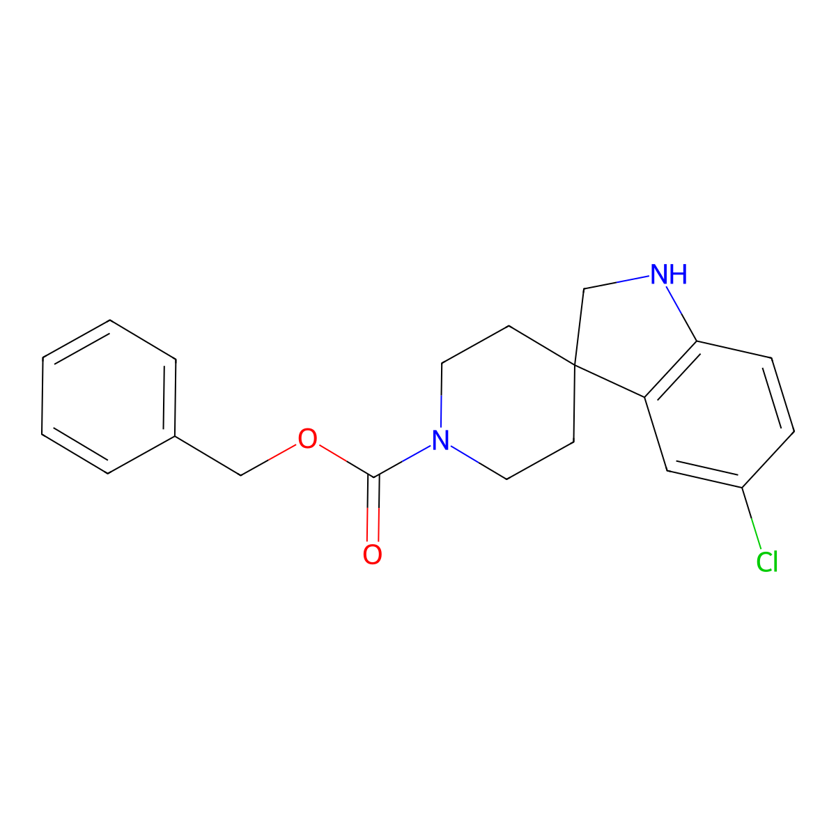 Benzyl 5-chlorospiro[indoline-3,4'-piperidine]-1'-carboxylate molecular structure, CAS 1041704-16-8