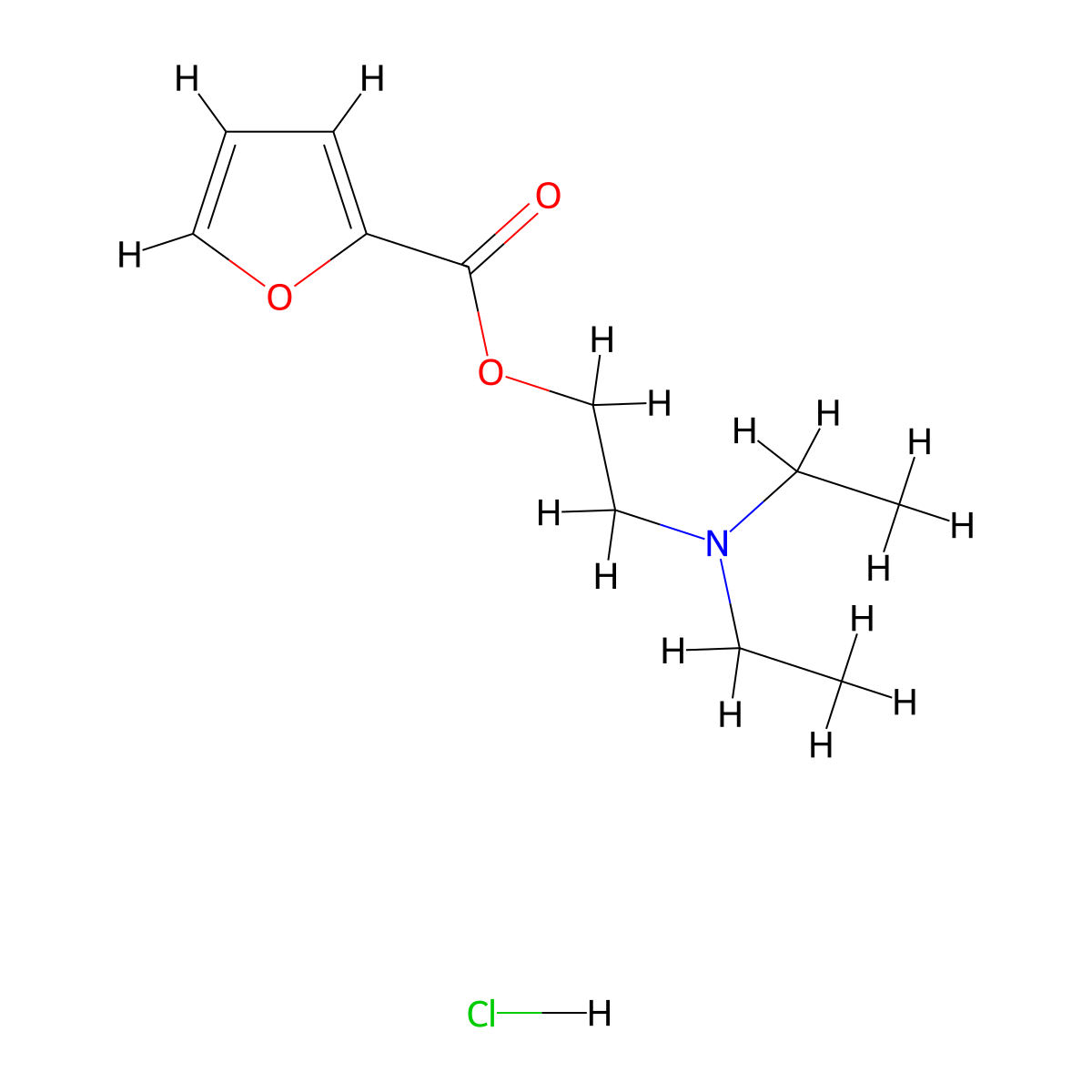 2-Furoic acid, 2-(diethylamino)ethyl ester, hydrochloride molecular structure, CAS 104174-59-6