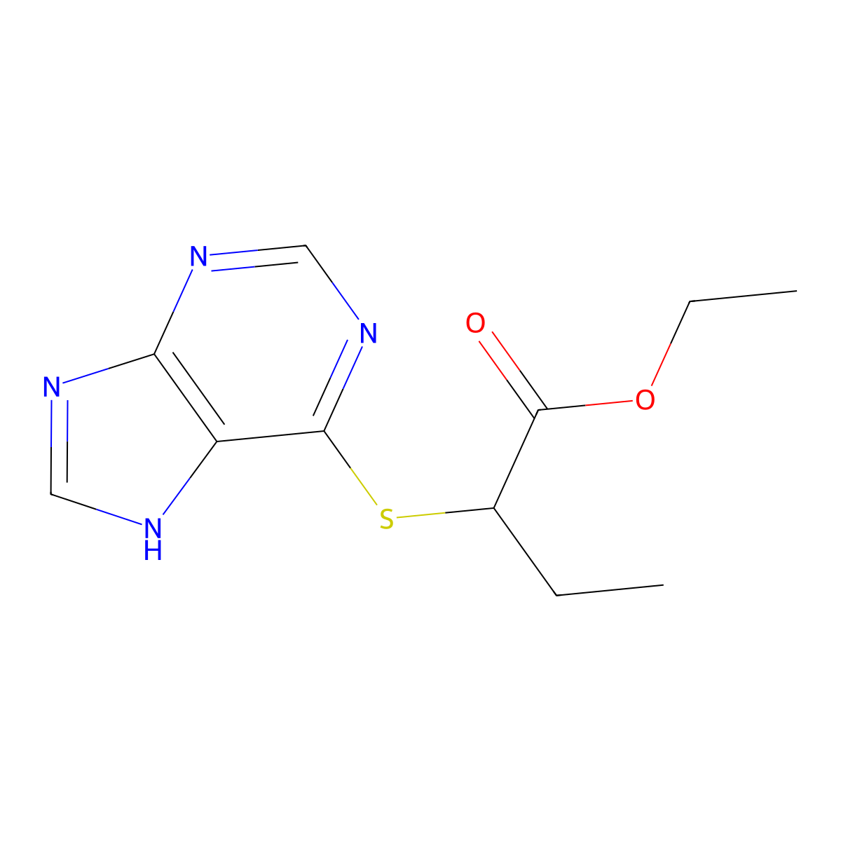 ethyl 2-(9H-purin-6-ylthio)butanoate molecular structure, CAS 104174-97-2