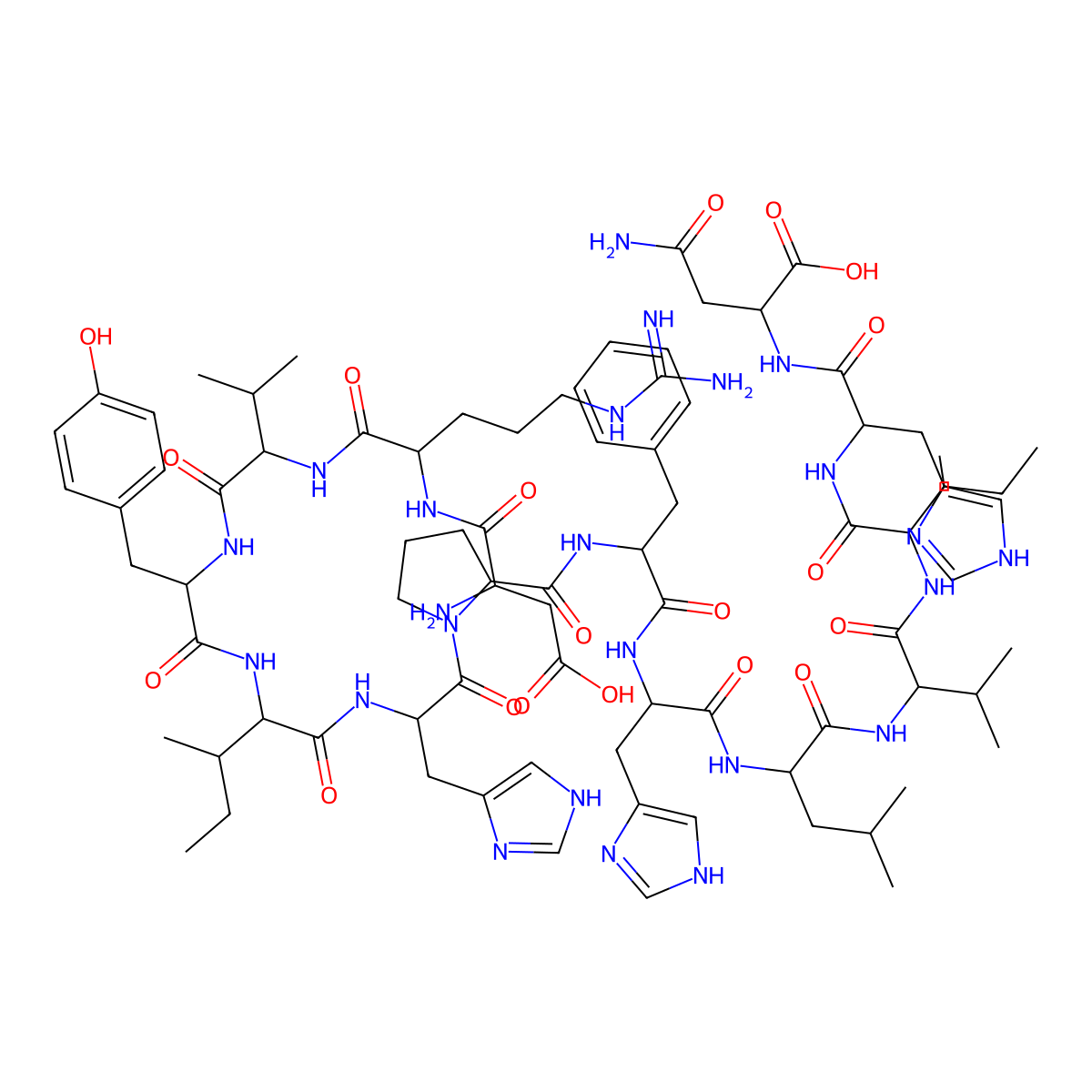 (3S)-3-amino-4-[[(2S)-1-[[(2S)-1-[[(2S)-1-[[(2S,3S)-1-[[(2S)-1-[(2S)-2-[[(2S)-1-[[(2S)-1-[[(2S)-1-[[(2S)-1-[[(2S,3S)-1-[[(2S)-1-[[(1S)-3-amino-1-carboxy-3-oxopropyl]amino]-3-(1H-imidazol-4-yl)-1-oxopropan-2-yl]amino]-3-methyl-1-oxopentan-2-yl]amino]-3-methyl-1-oxobutan-2-yl]amino]-4-methyl-1-oxopentan-2-yl]amino]-3-(1H-imidazol-4-yl)-1-oxopropan-2-yl]amino]-1-oxo-3-phenylpropan-2-yl]carbamoyl]pyrrolidin-1-yl]-3-(1H-imidazol-4-yl)-1-oxopropan-2-yl]amino]-3-methyl-1-oxopentan-2-yl]amino]-3-(4-hydroxyphenyl)-1-oxopropan-2-yl]amino]-3-methyl-1-oxobutan-2-yl]amino]-5-carbamimidamido-1-oxopentan-2-yl]amino]-4-oxobutanoic acid molecular structure, CAS 104180-23-6