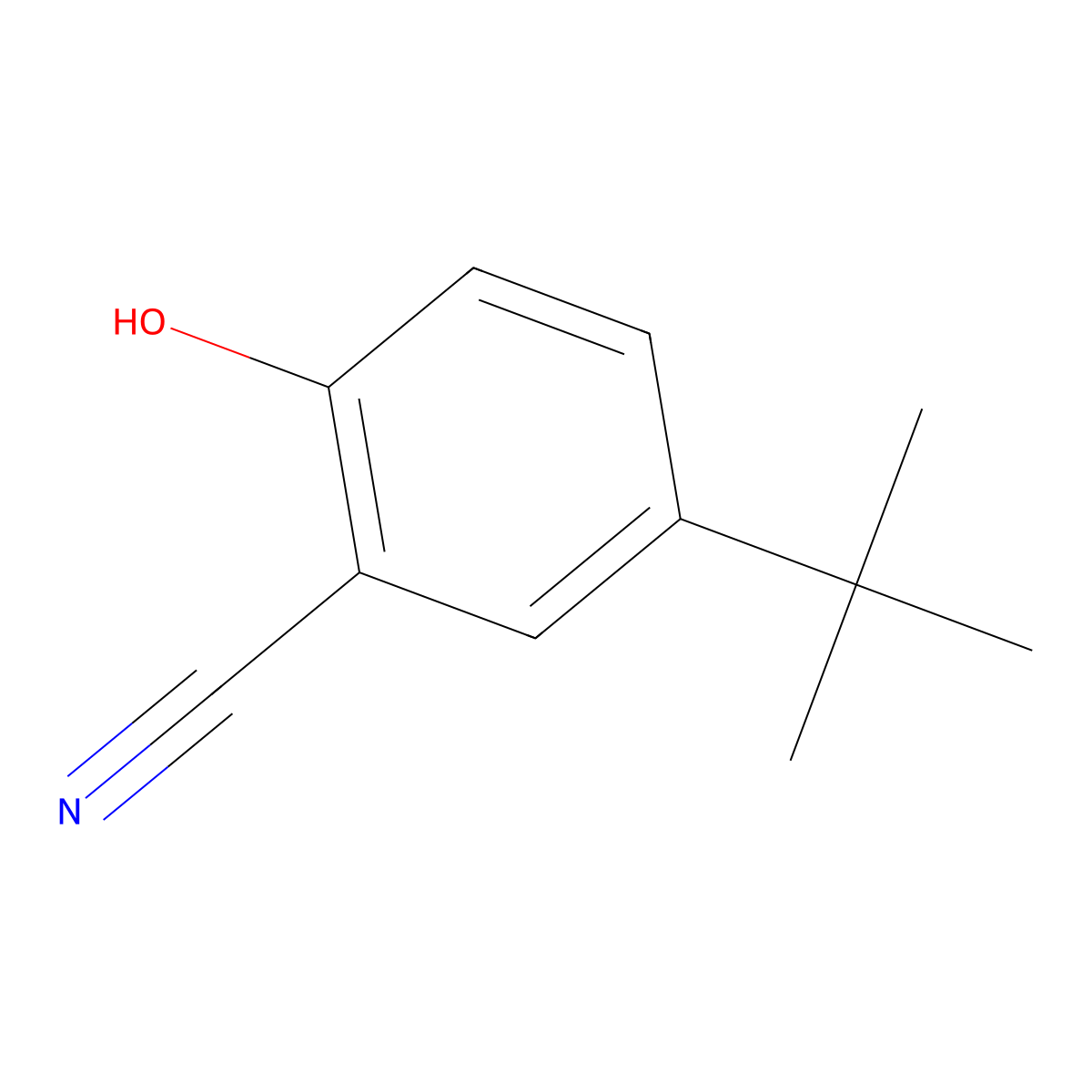 5-Tert-butyl-2-hydroxybenzonitrile molecular structure, CAS 1041845-83-3