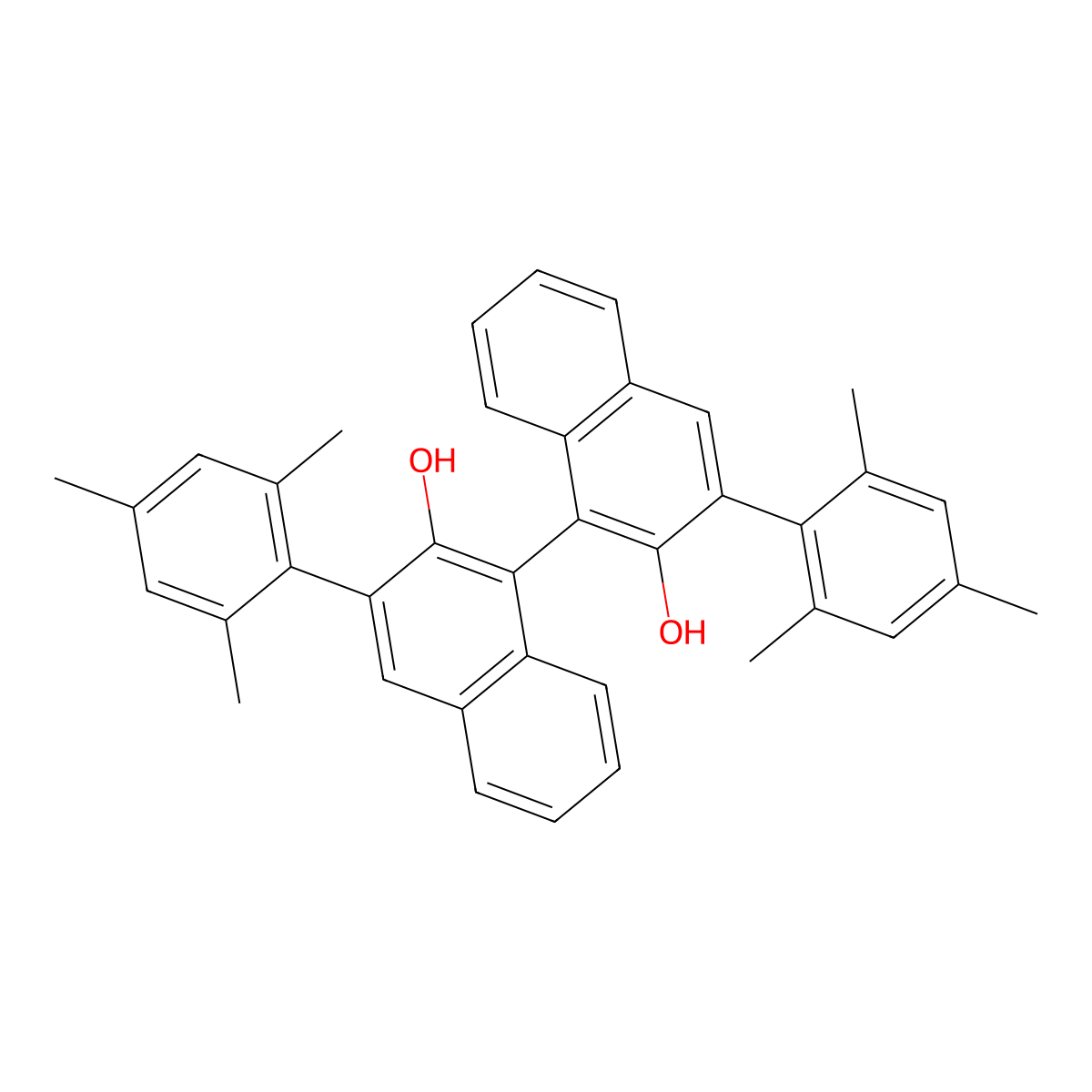 (S)-3,3'-Bis(2,4,6-trimethylphenyl)-1,1'-binaphthalene]-2,2'-diol molecular structure, CAS 1041858-16-5