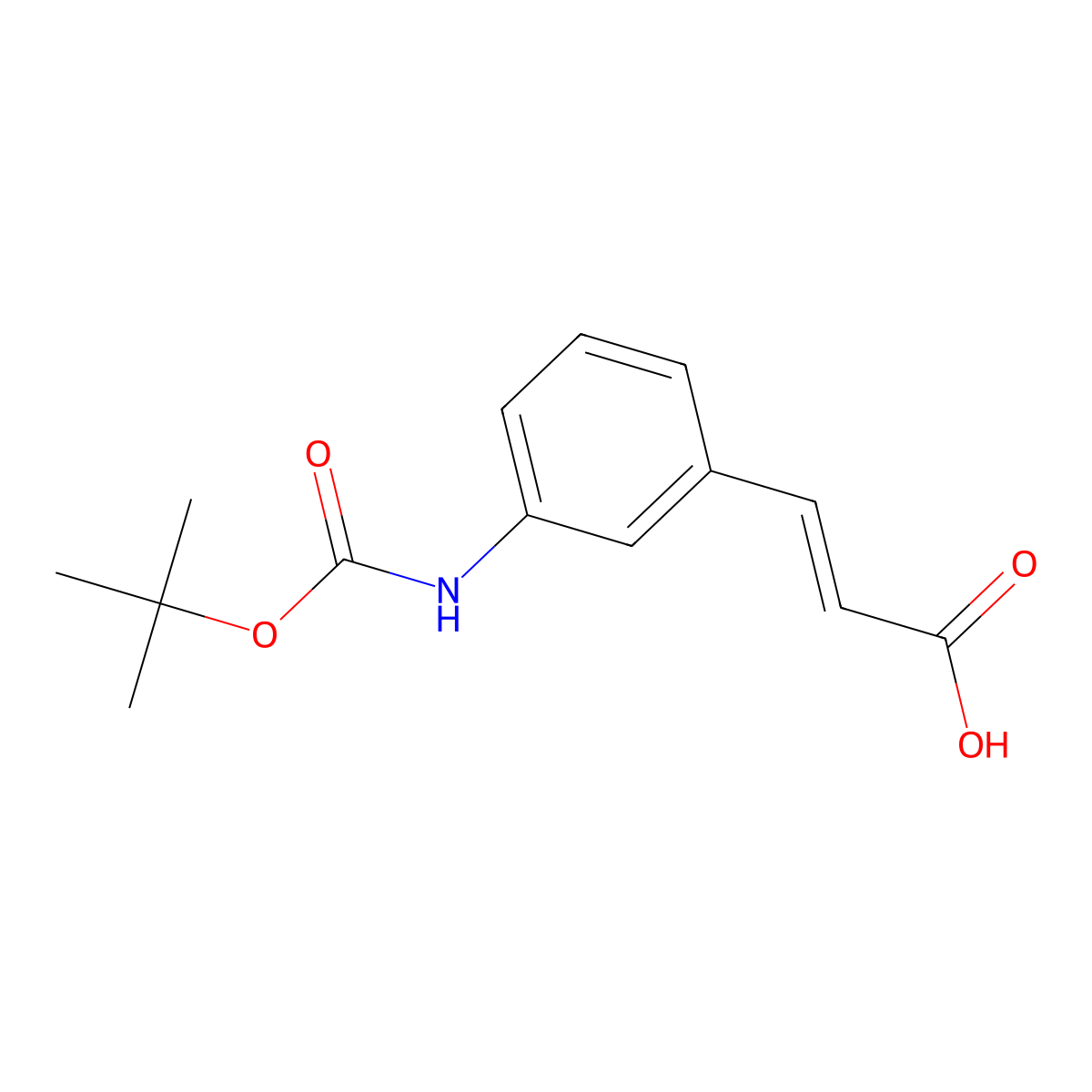(2E)-3-(3-(((tert-butoxy)carbonyl)amino)phenyl)prop-2-enoic acid molecular structure, CAS 1041867-60-0