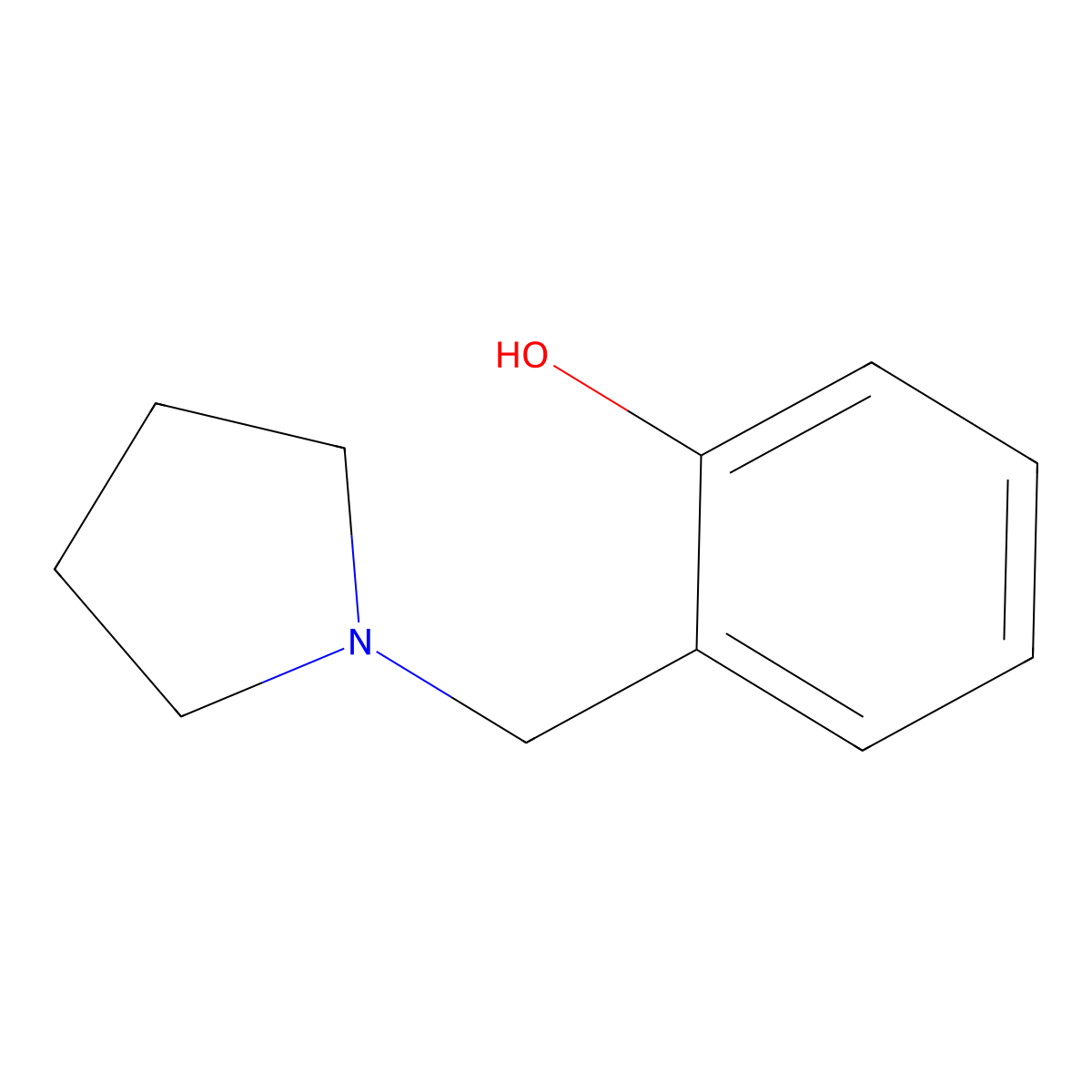 2-(Pyrrolidin-1-ylmethyl)phenol molecular structure, CAS 10419-44-0