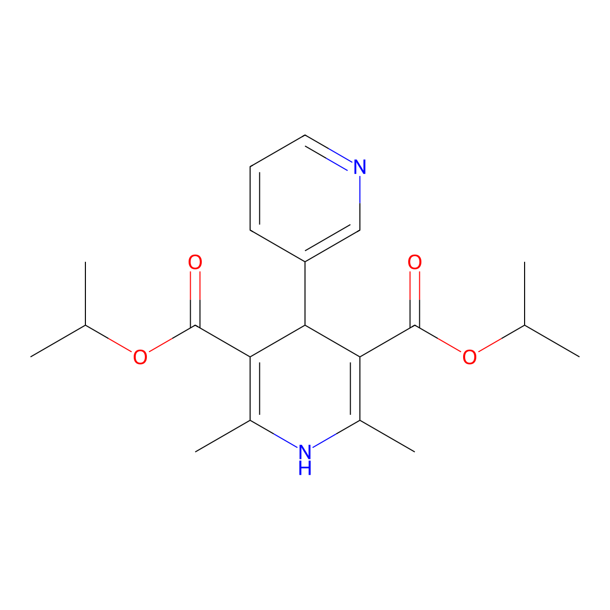 Dipropan-2-yl 2',6'-dimethyl-1',4'-dihydro-3,4'-bipyridine-3',5'-dicarboxylate molecular structure, CAS 104196-54-5