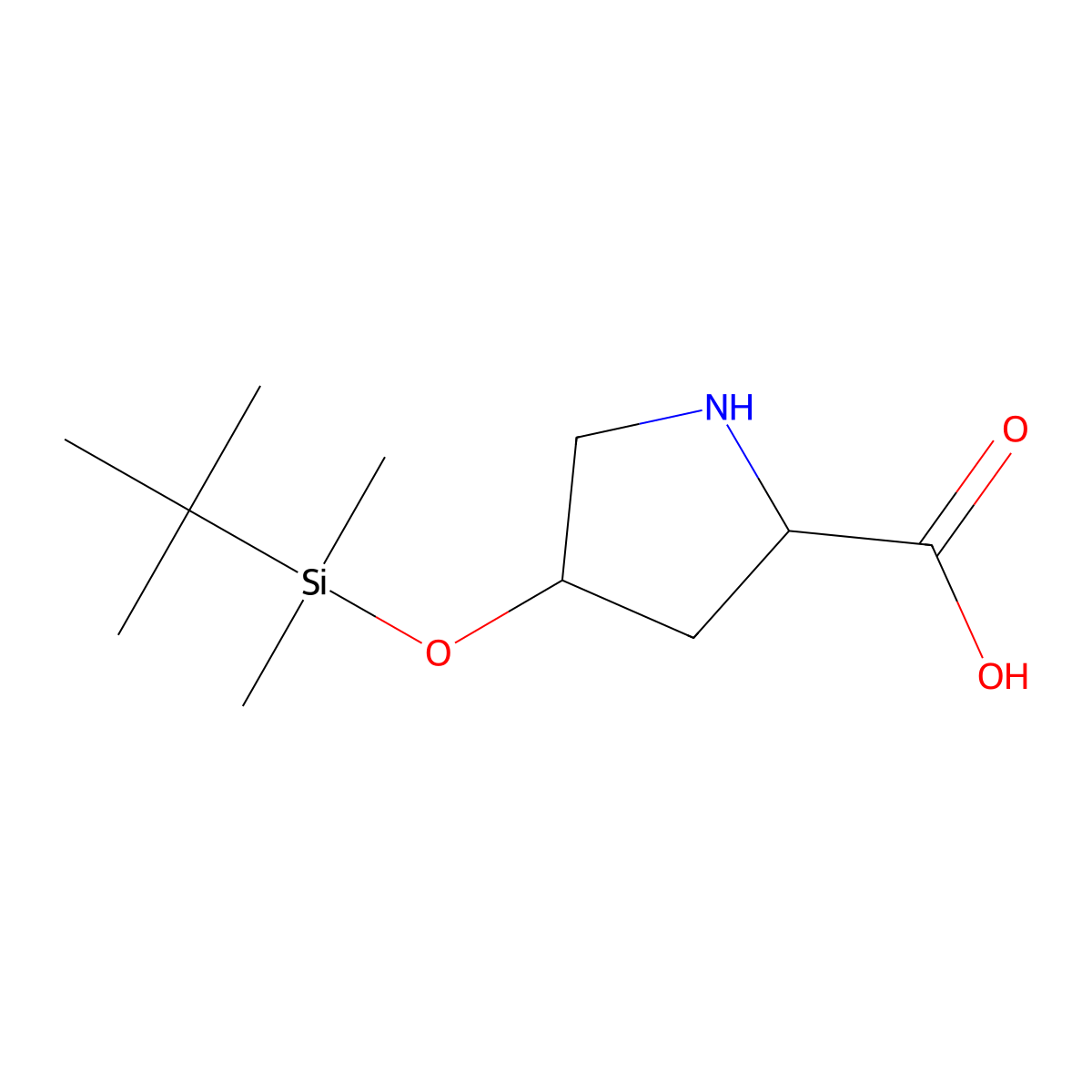 L-Proline, 4-[[(1,1-dimethylethyl)dimethylsilyl]oxy]-, (4R)- molecular structure, CAS 104197-68-4