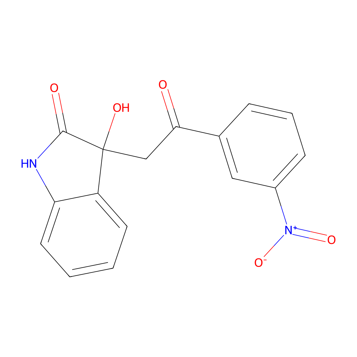 3-hydroxy-3-[2-(3-nitrophenyl)-2-oxoethyl]-1H-indol-2-one molecular structure, CAS 1042-19-9