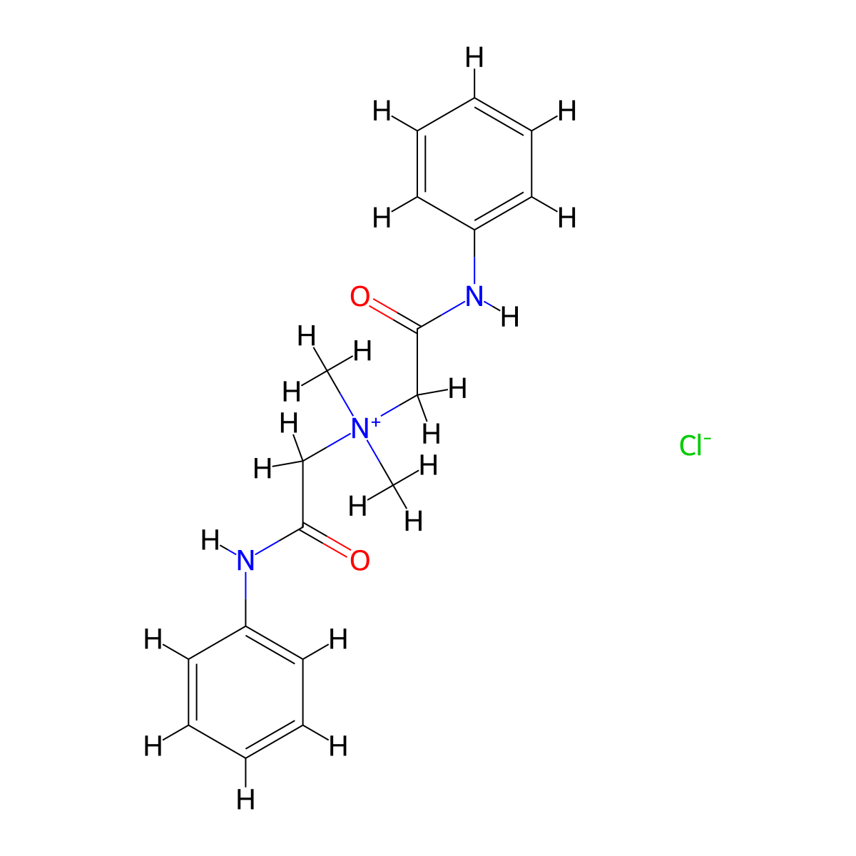 Ethanaminium, N,N-dimethyl-2-oxo-N-(2-oxo-2-(phenylamino)ethyl)-2-(phenylamino)-, chloride (1:1) molecular structure, CAS 1042-42-8