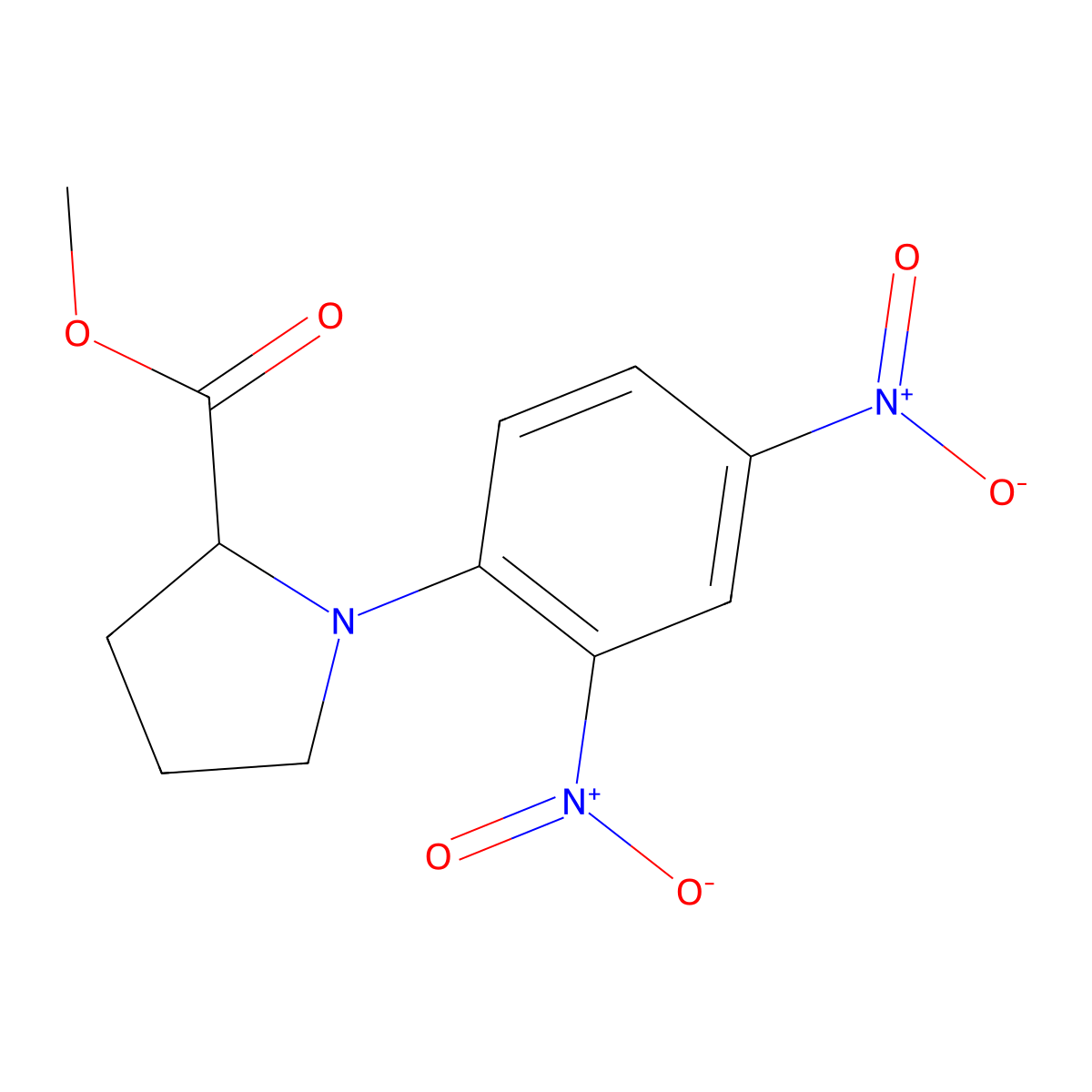 Methyl 1-(2,4-dinitrophenyl)pyrrolidine-2-carboxylate molecular structure, CAS 10420-70-9