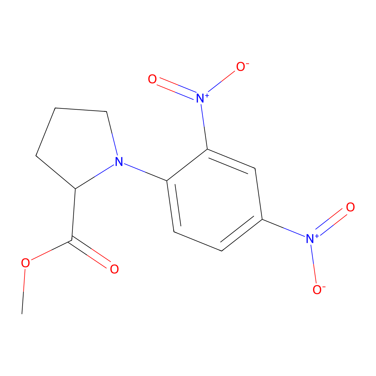 Methyl 1-(2,4-dinitrophenyl)pyrrolidine-2-carboxylate molecular structure, CAS 10420-70-9